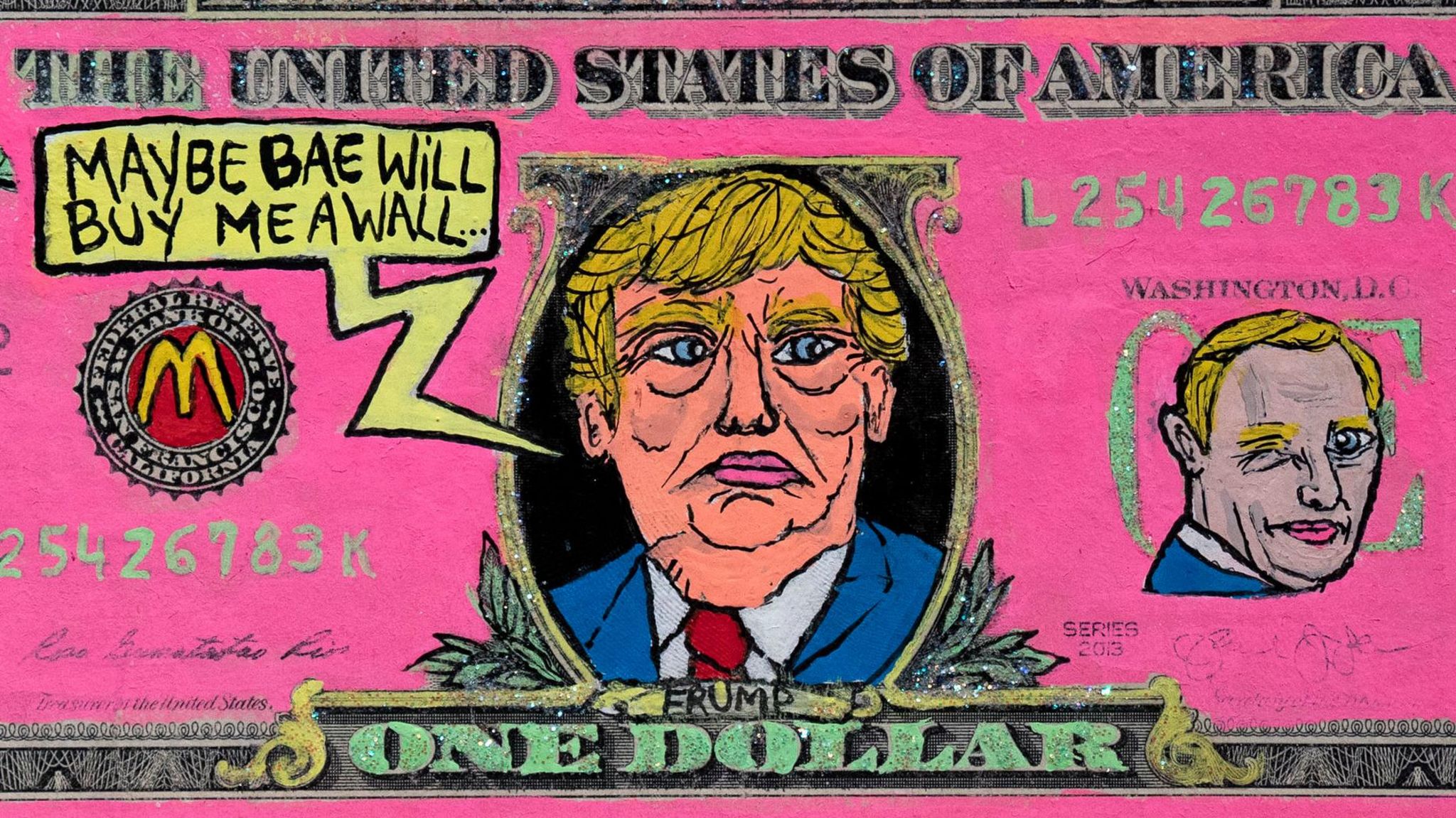 Dollar bill artwork by Sean Kushner