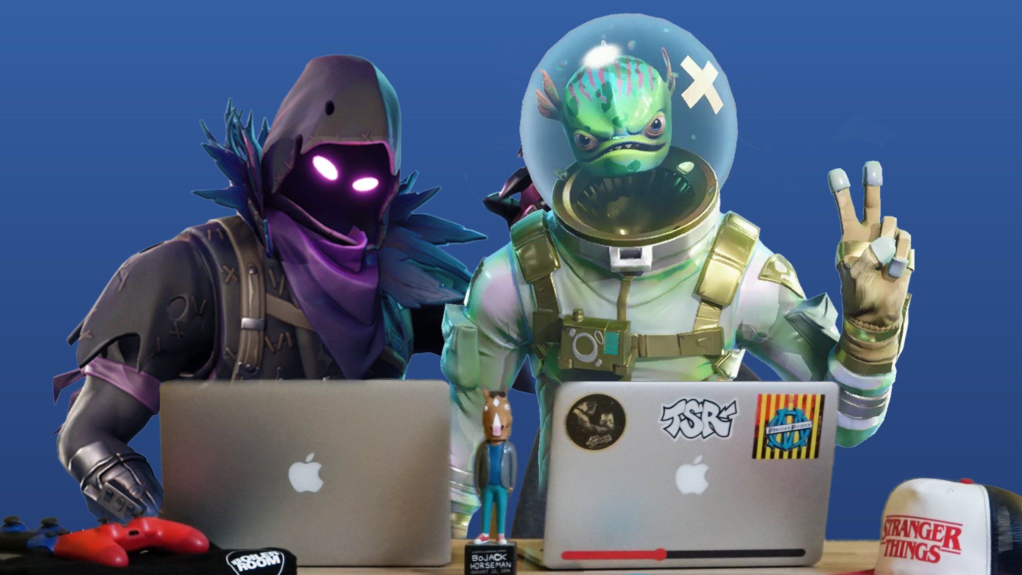 Fortnite characters on laptops
