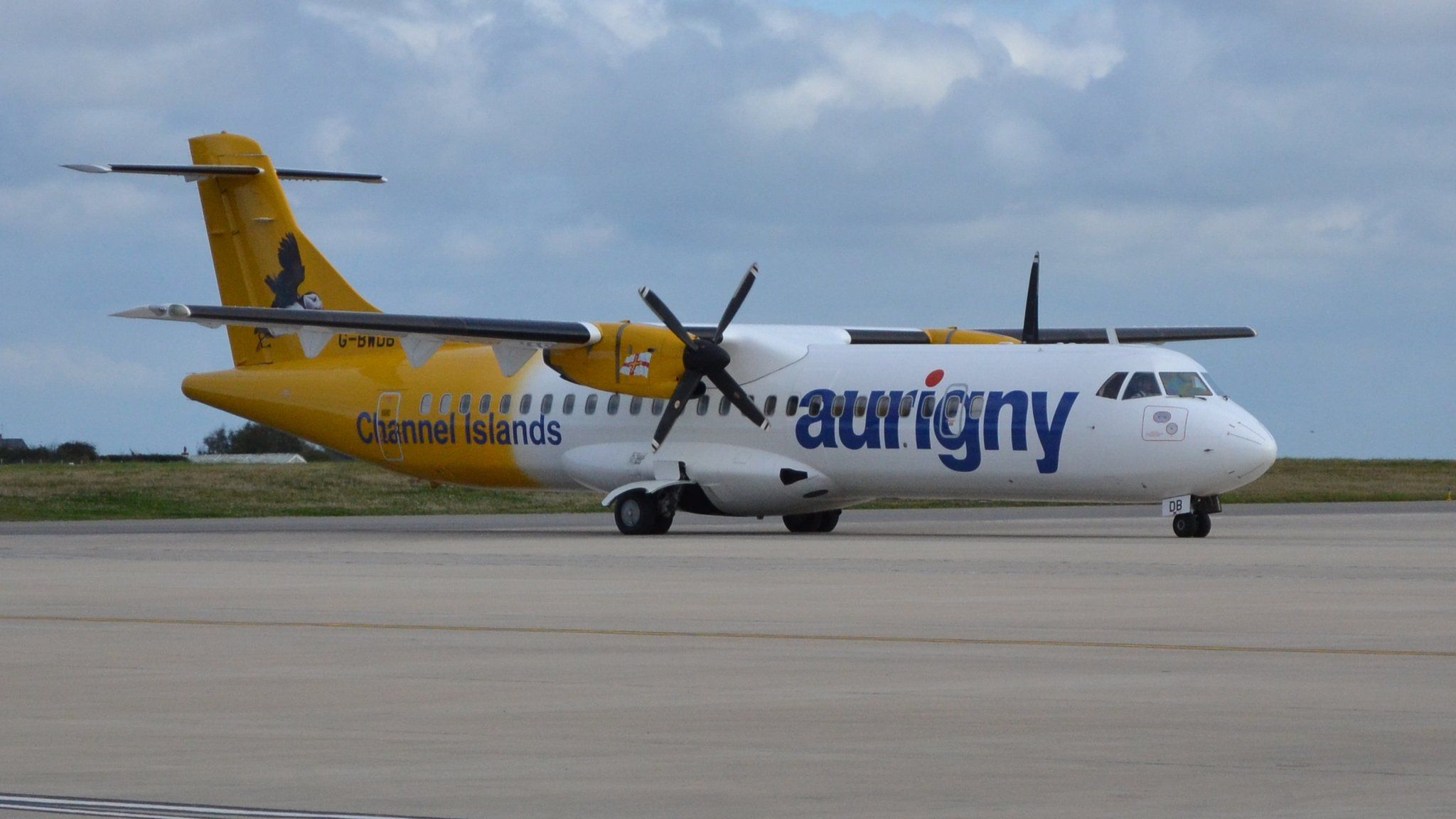 Aurigny ATR plane at Guernsey Airport