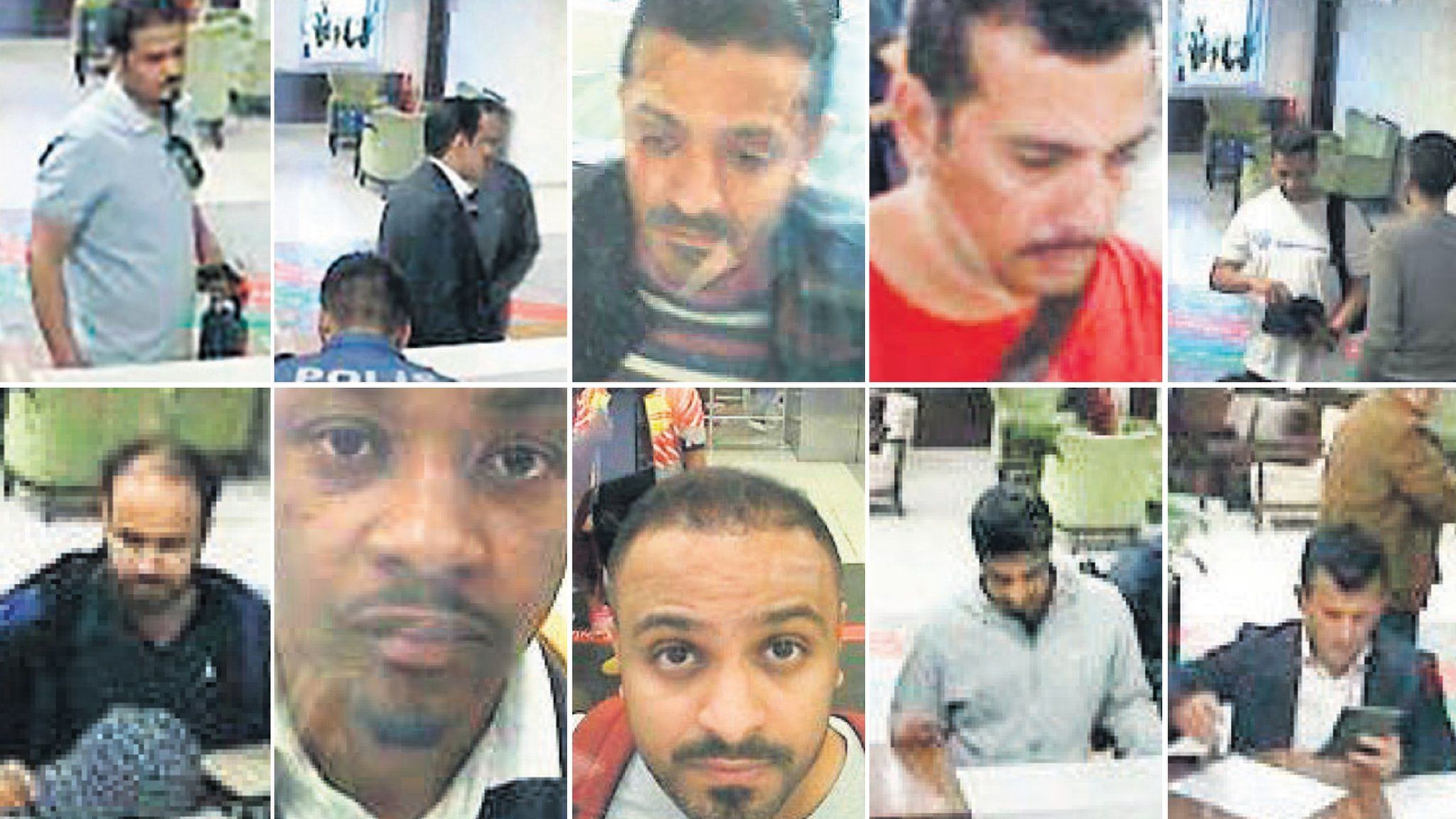 CCTV pictures made available through the Turkish newspaper Sabah allegedly showing Saudi citizens who Turkish police suspect of involvement in the disappearance of Jamal Khashoggi (2 October 2018)