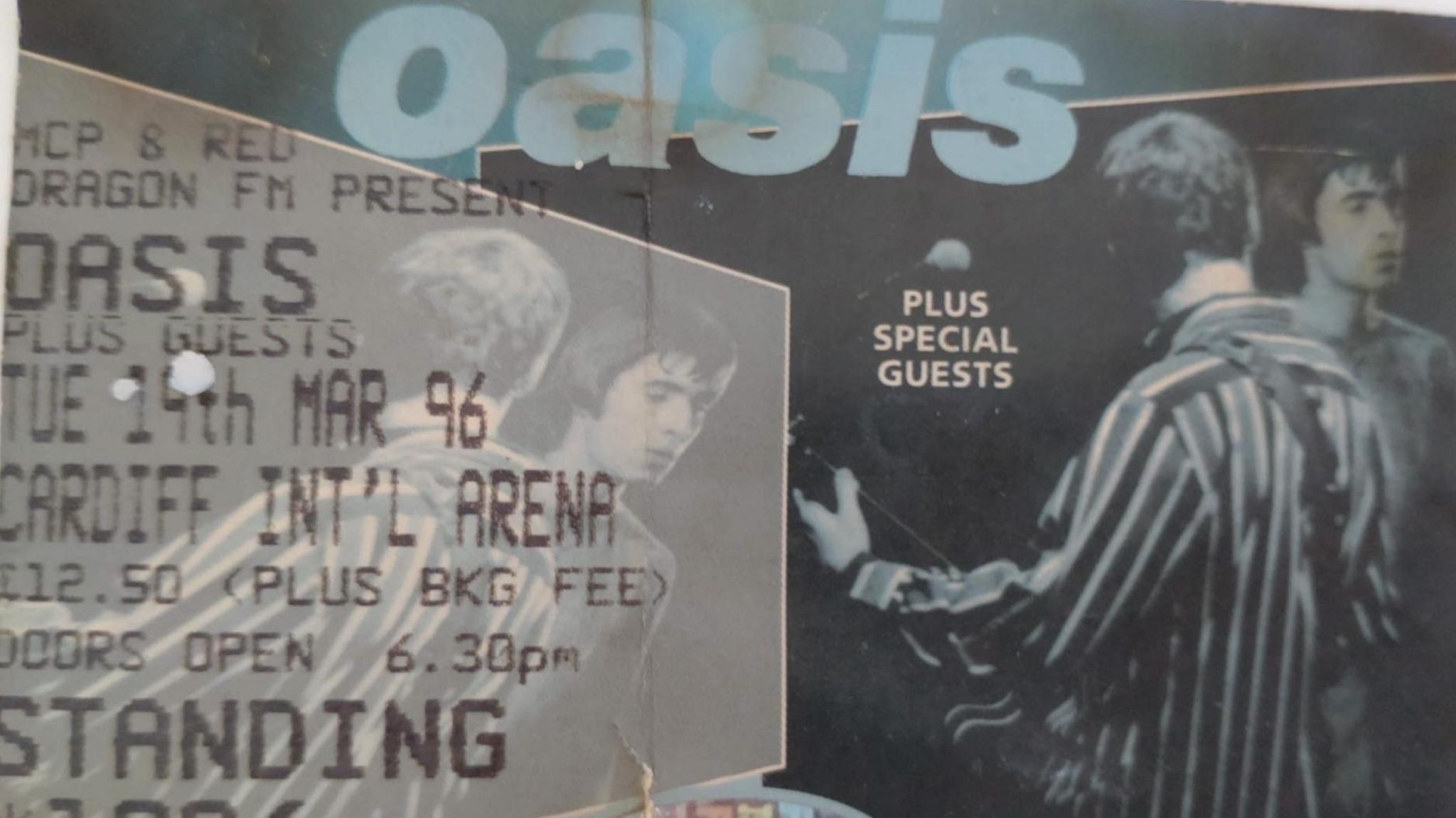 A ticket from Oasis' gig at Cardiff International Arena in 1996