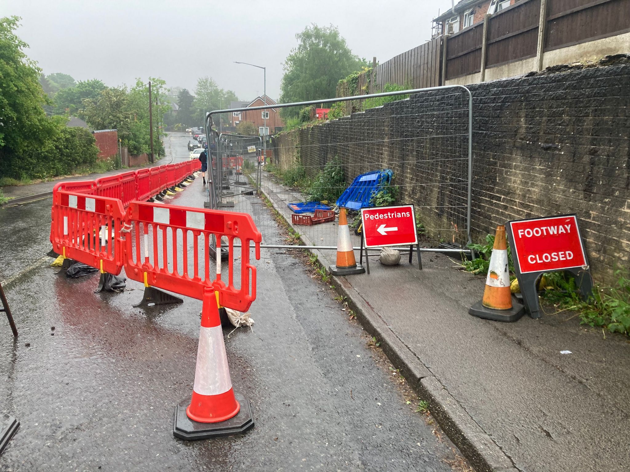 Roadworks at collapsed wall