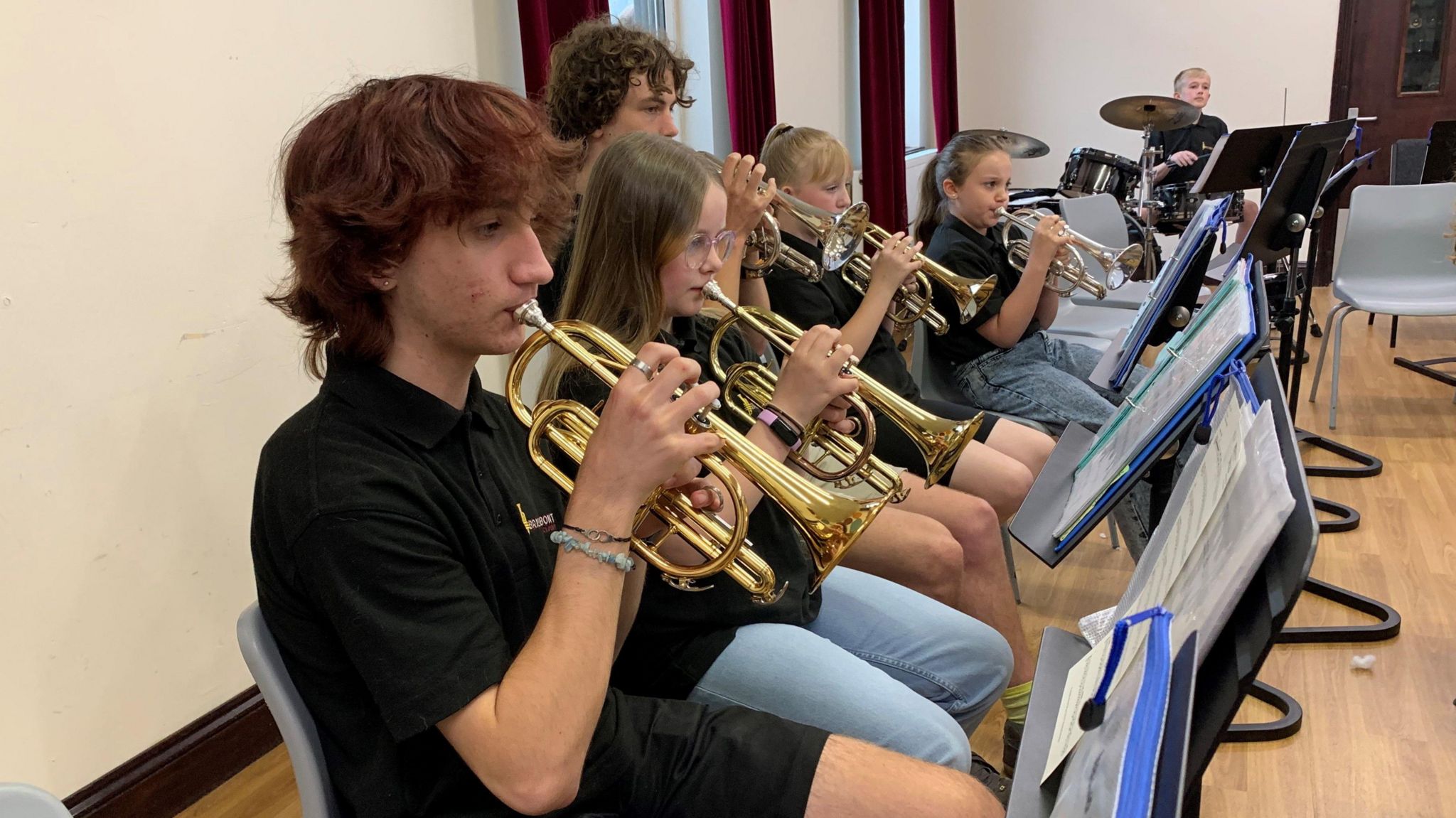 Young musicians rehearsing in Pontarddulais