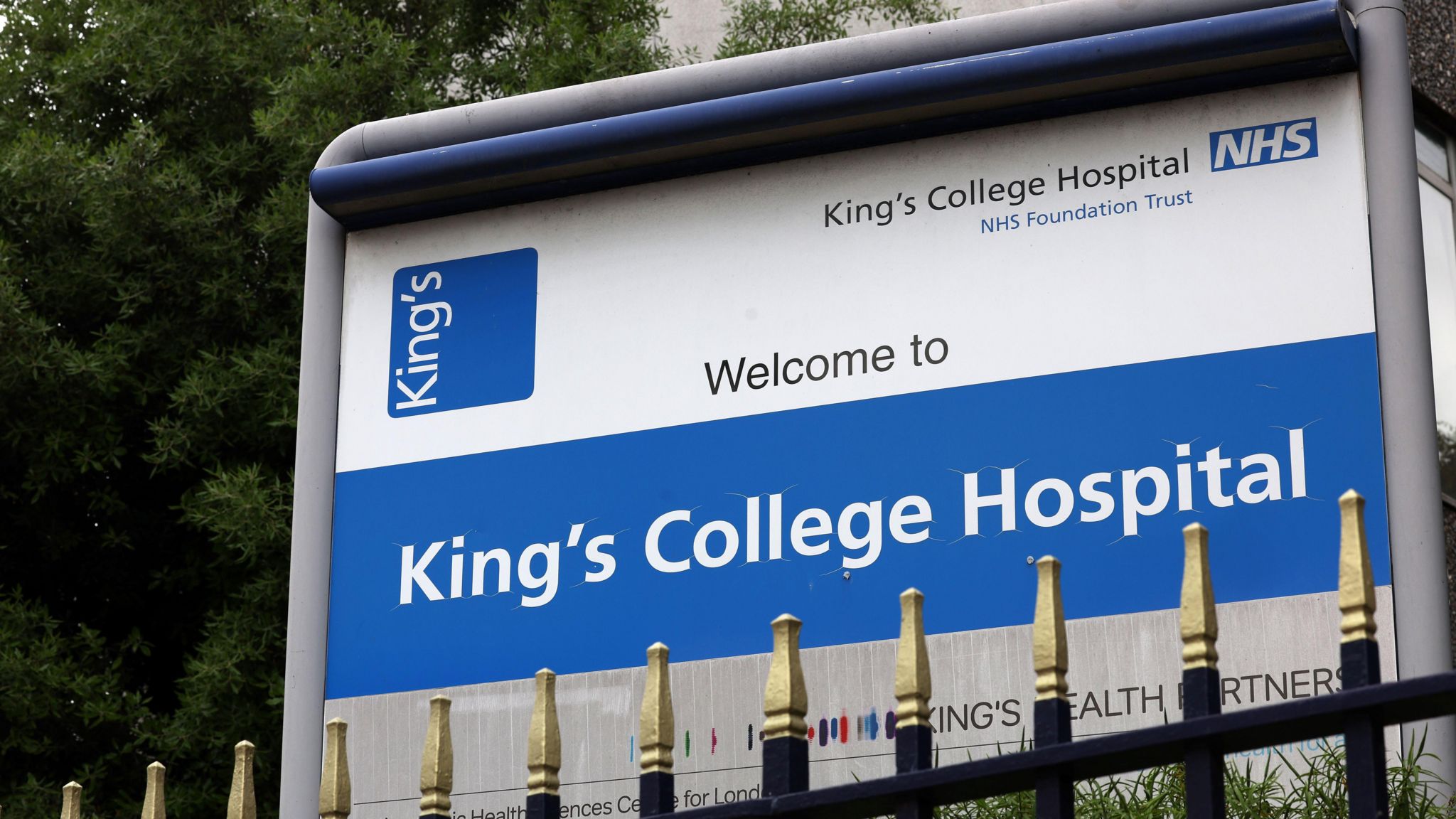 A sign outside King's Collee Hospital in London
