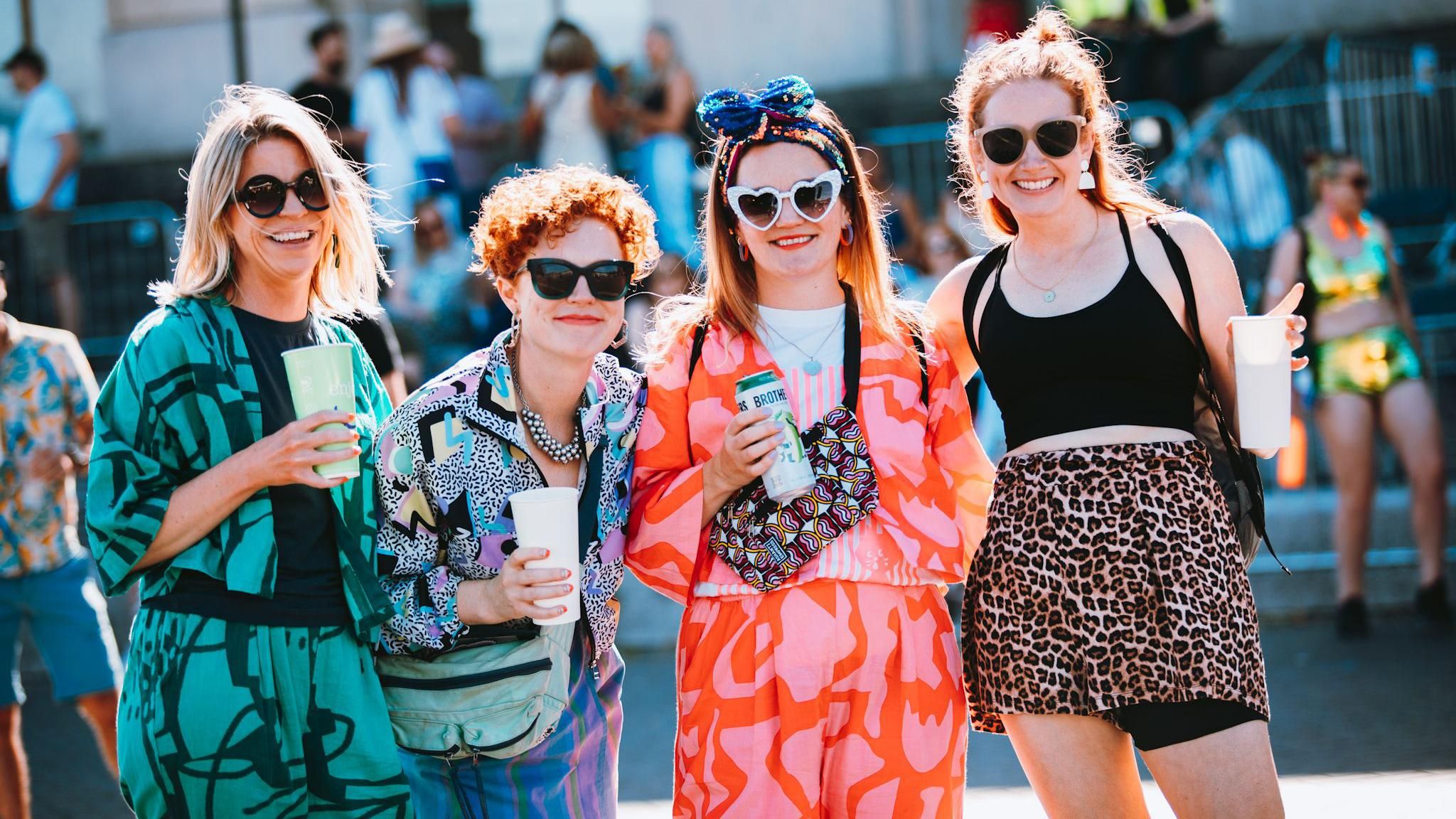 A group of four young women smile at the camera ahead of the Annie Mac gig on Saturday night