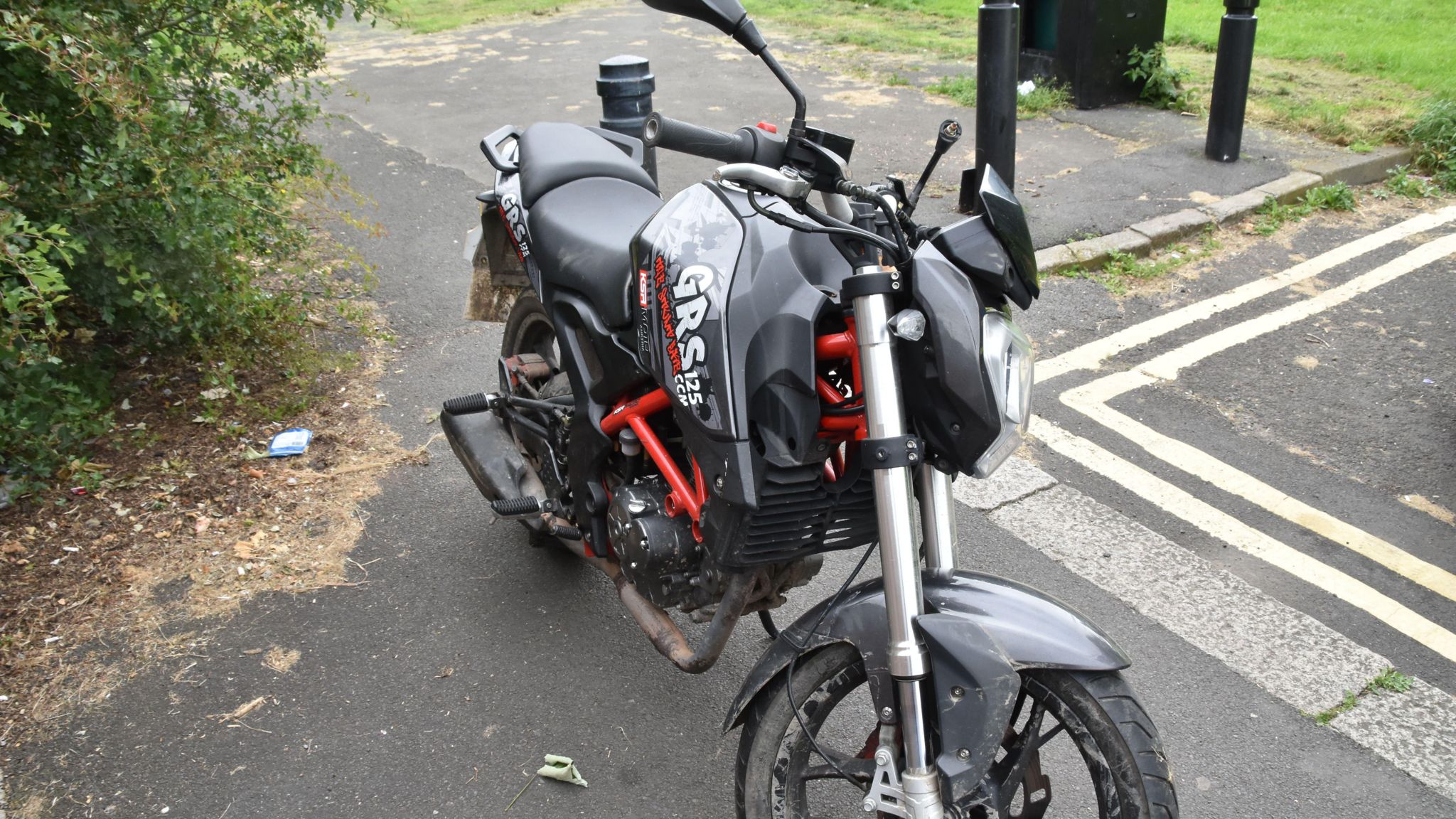 The stolen motorbike pictured from the front