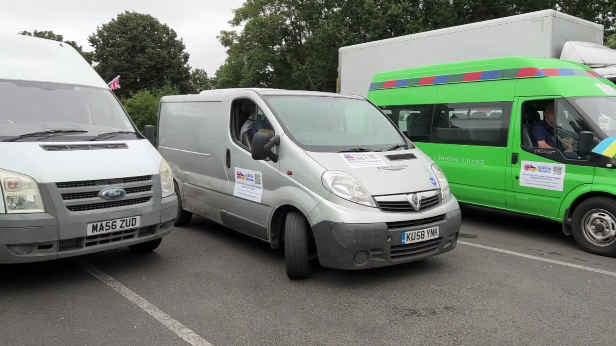 Row of parked vans