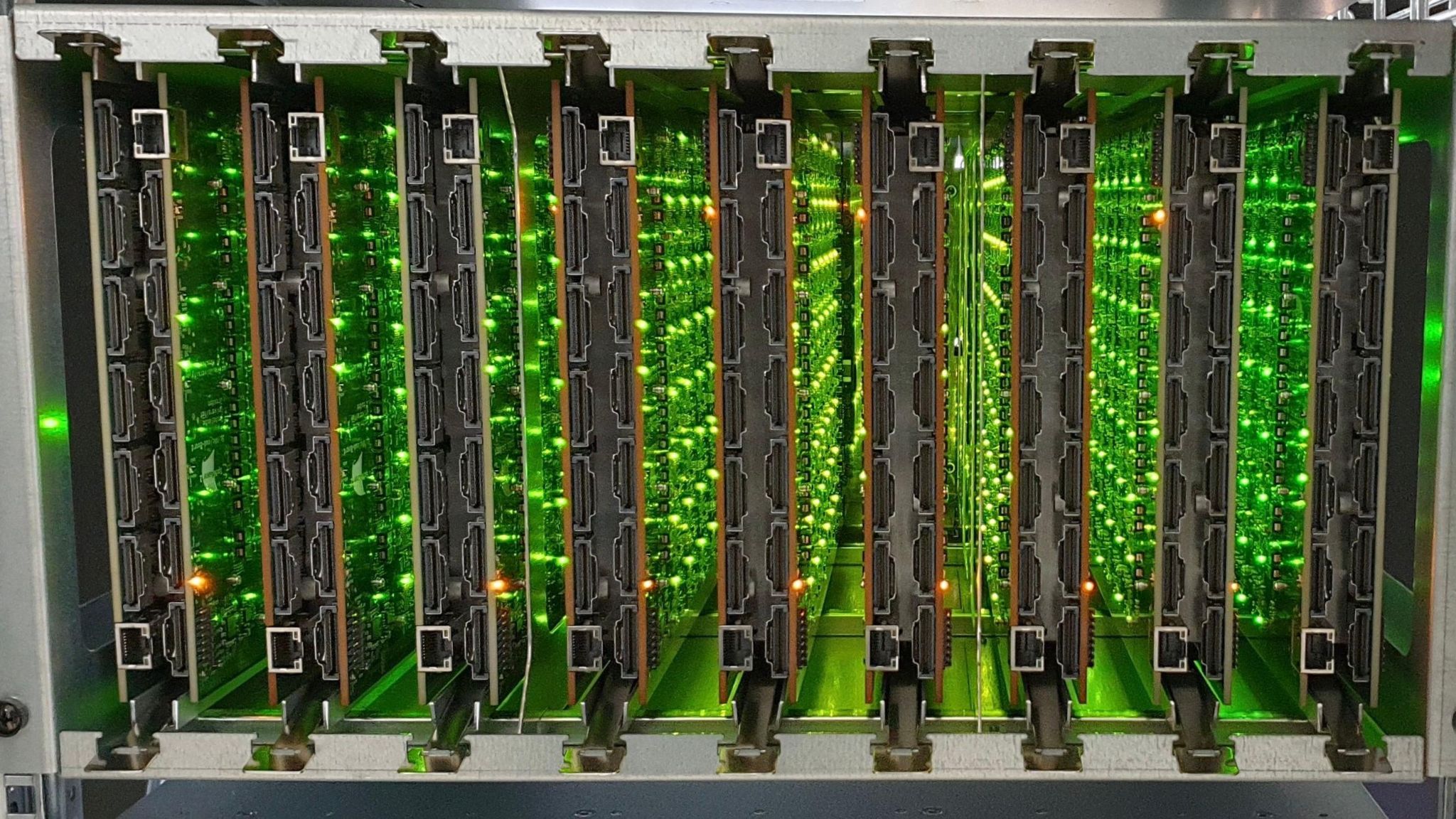 Racks of SpiNNcloud computer chips