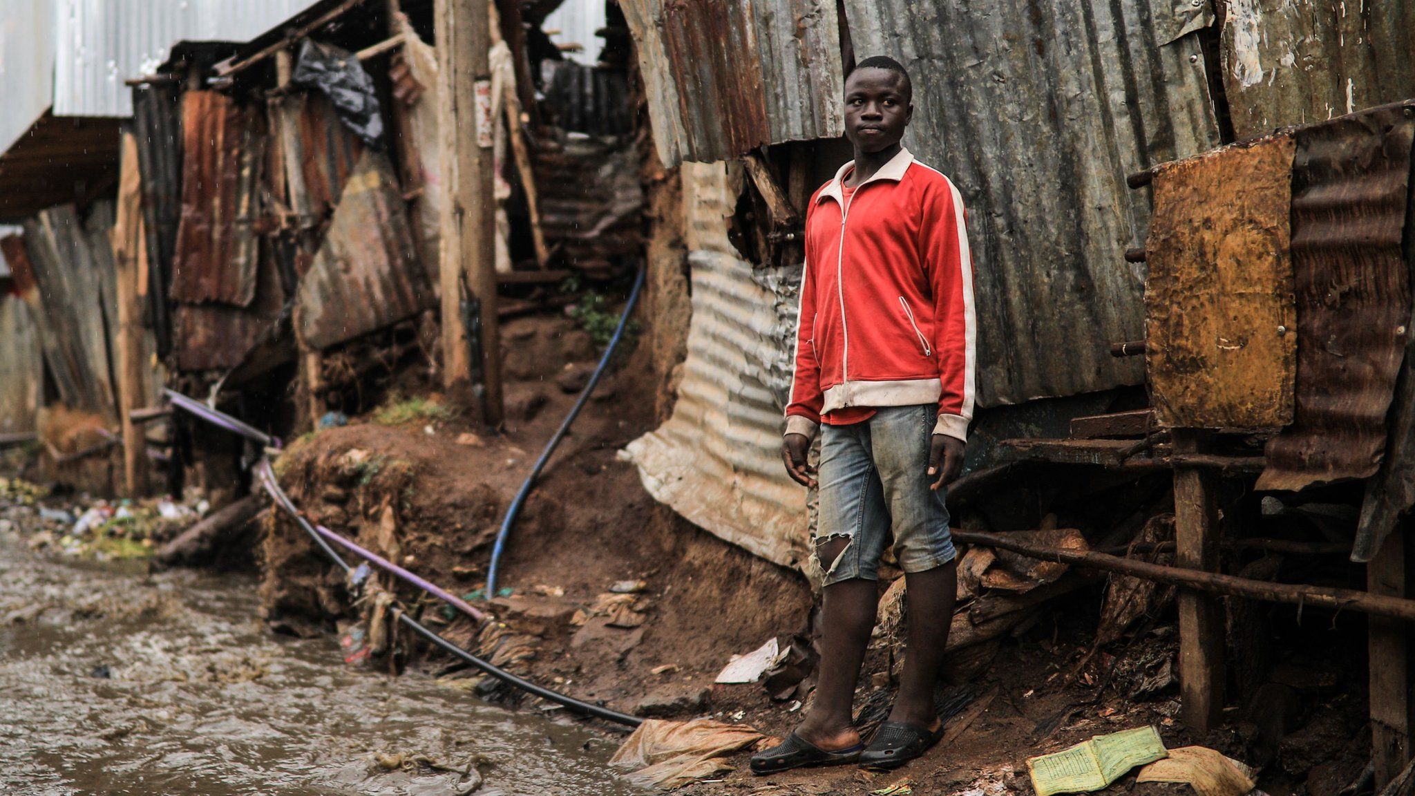 A man in a slum in Nairobi