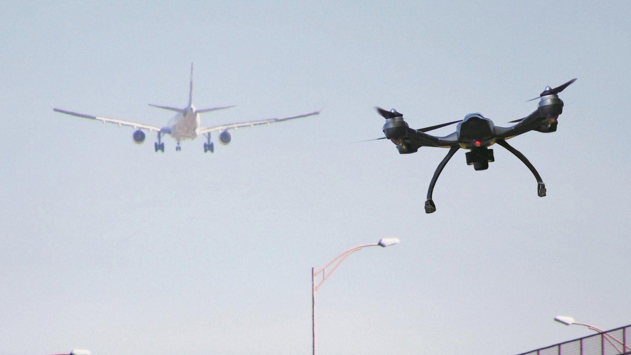 Drone being flown near a plane