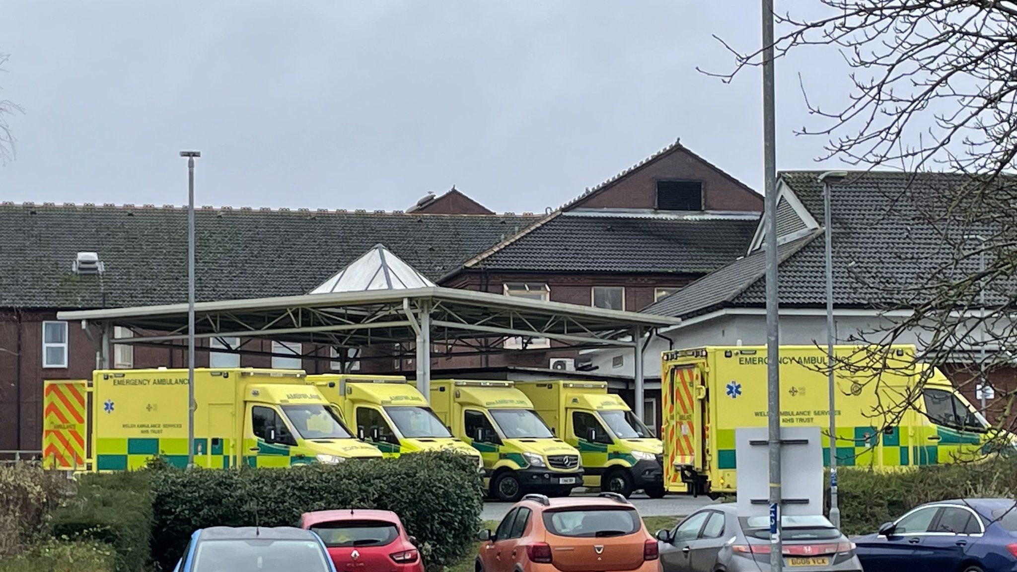 Ambulances outside Wrexham Maelor