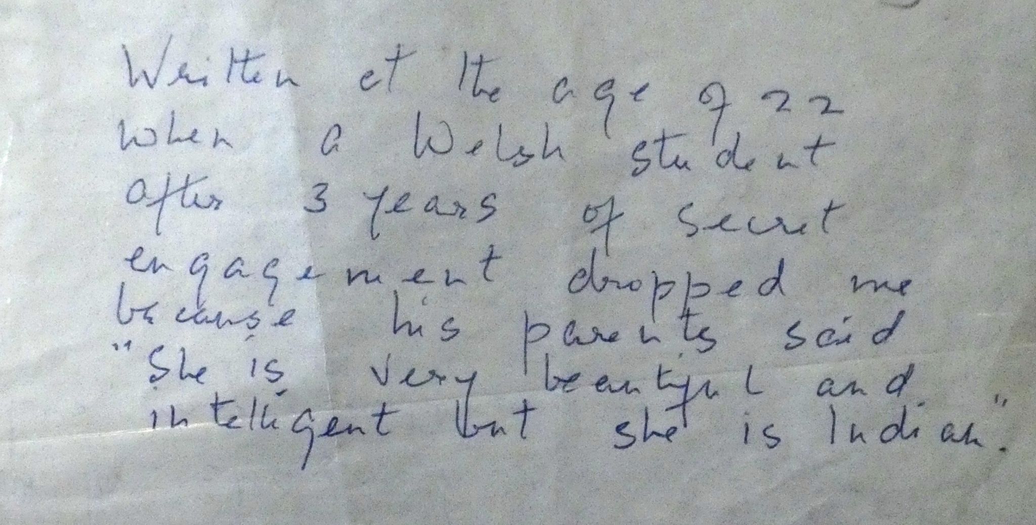 Note left by Dorothy Bonarjee with her poems