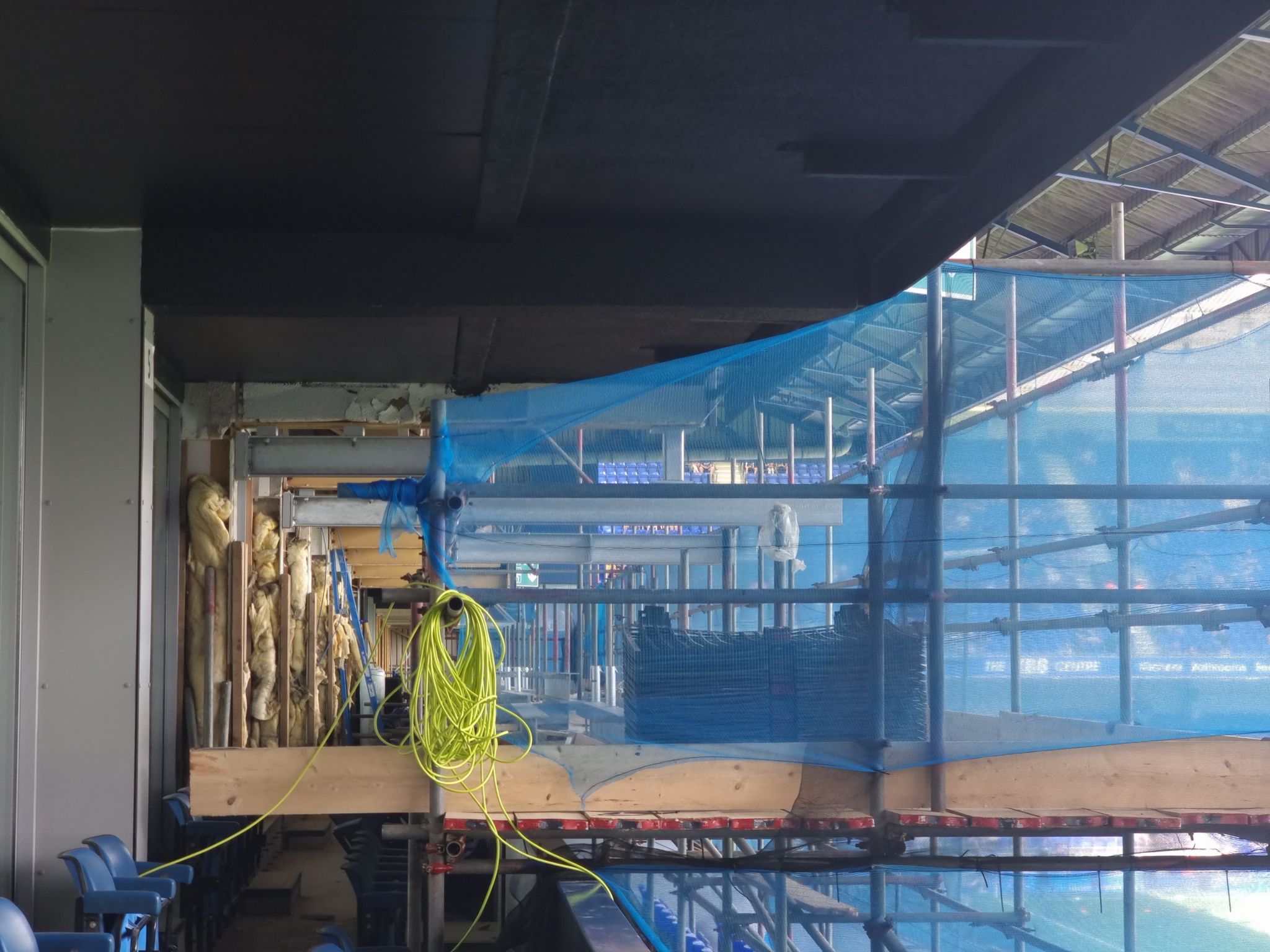 Scaffolding in the West Stand at Portman Road