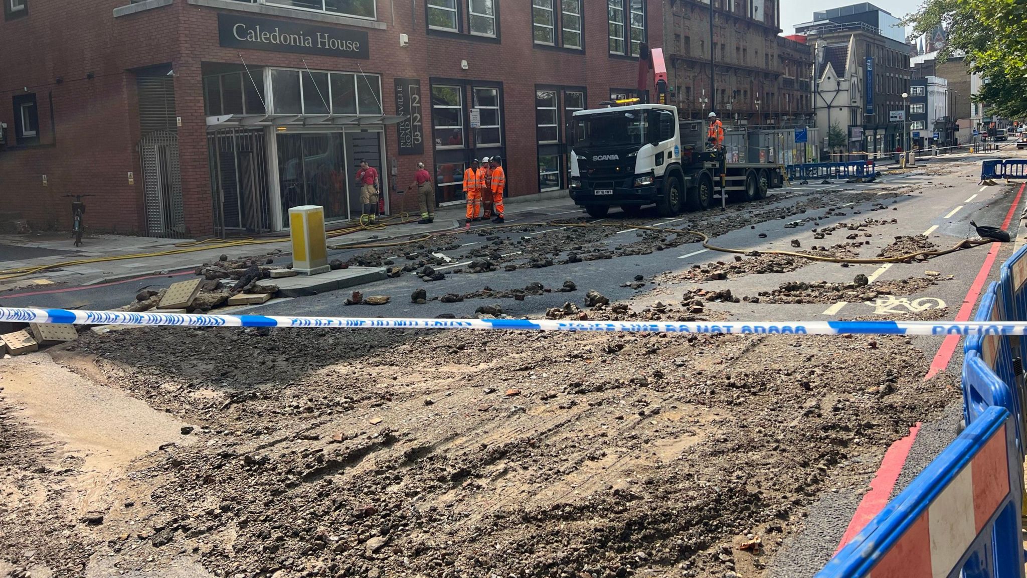 The clear-up operation on Pentonville Road on Sunday afternoon