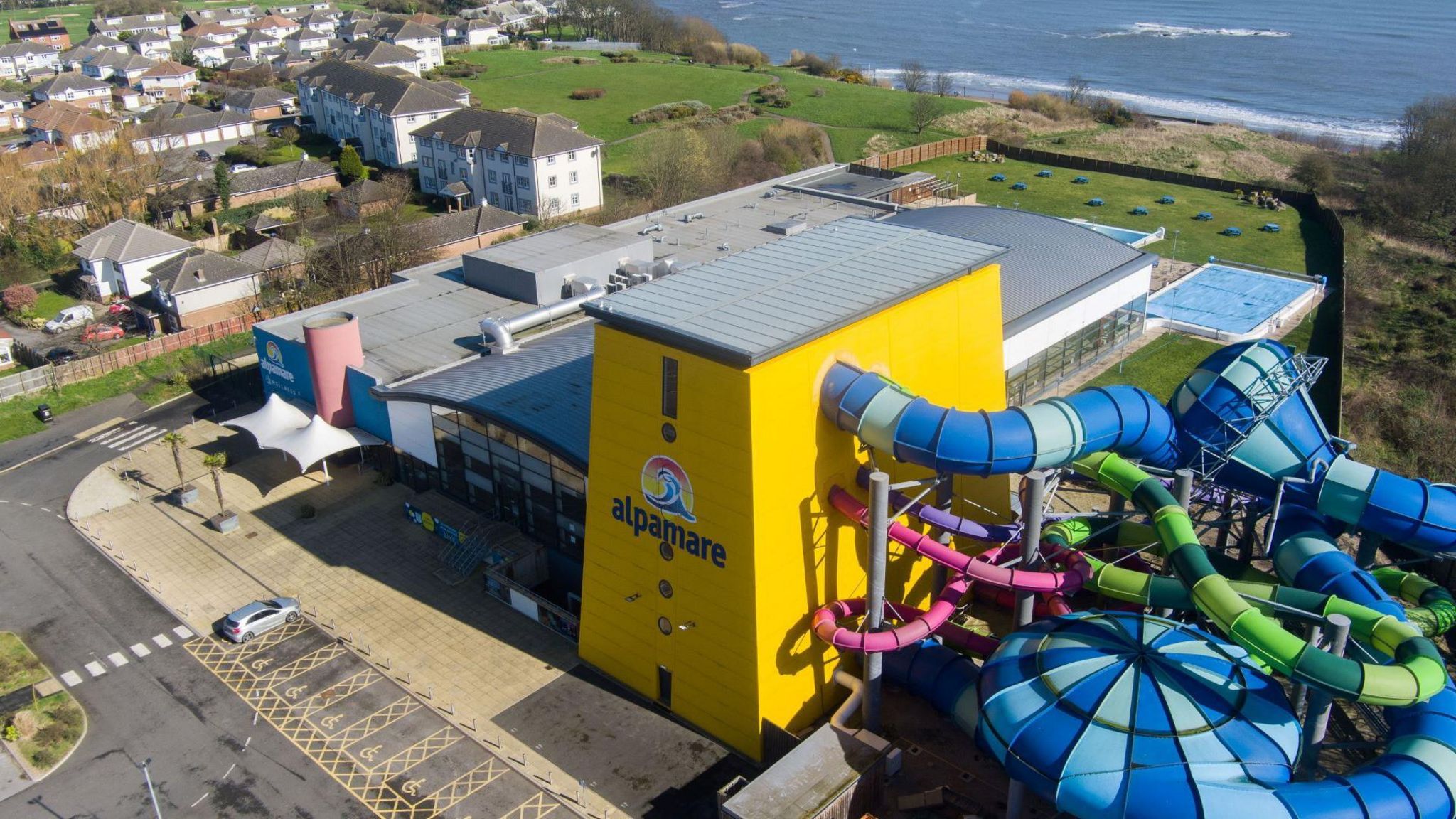 Aerial view of Alpamare water park