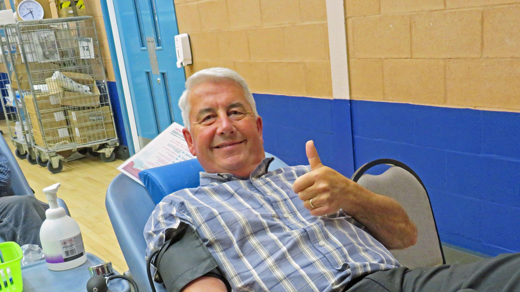 David Rose giving blood