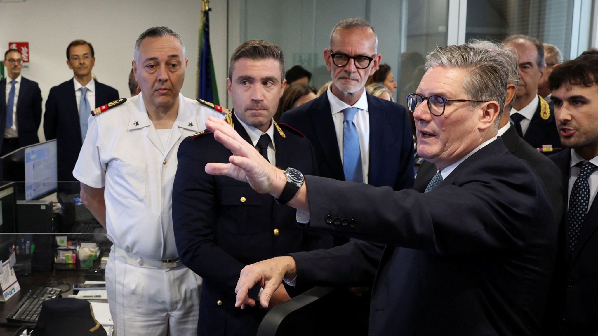 Sir Keir Starmer visited Italy's migration coordination centre ahead of his meeting with Giorgia Meloni