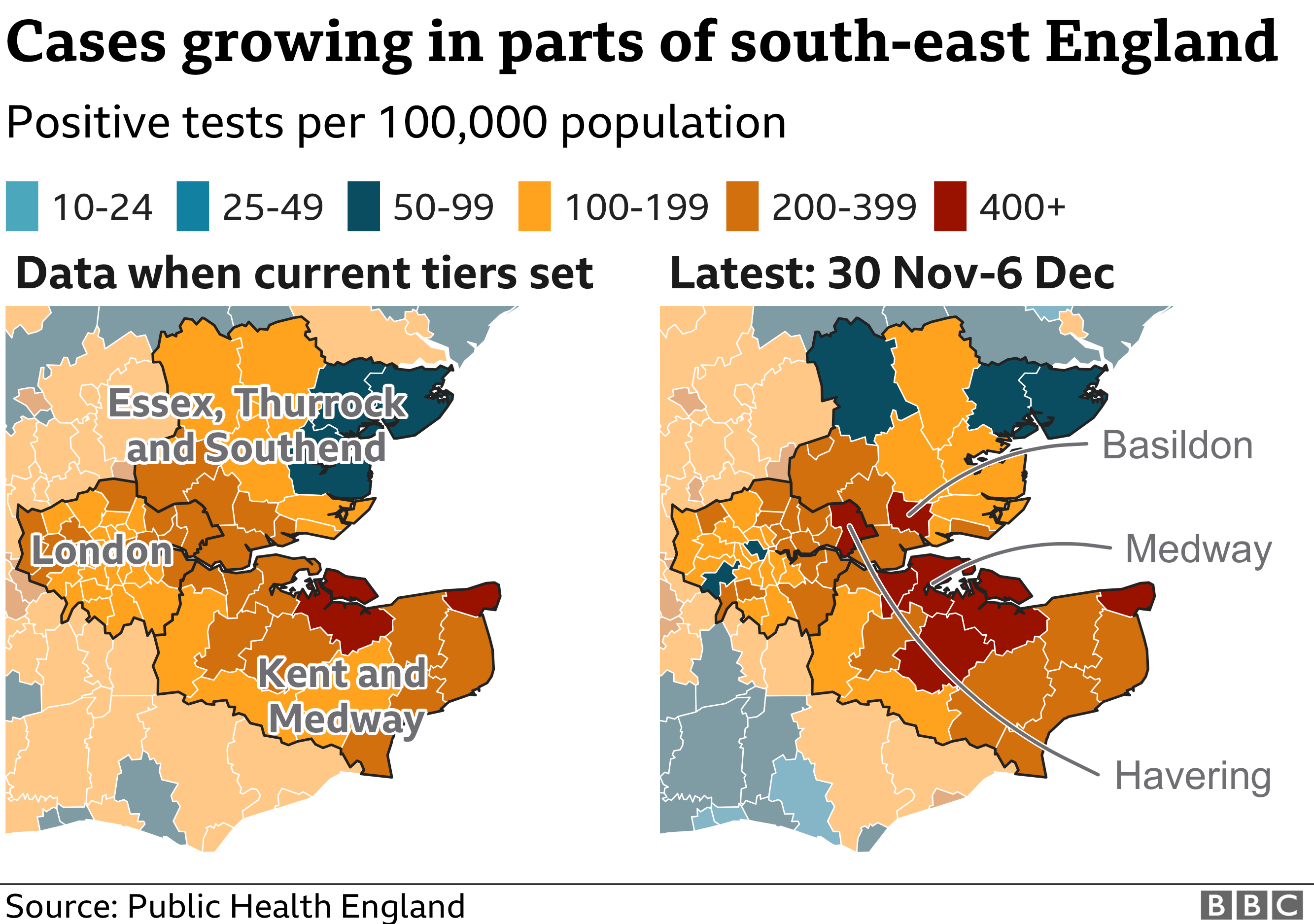 Cases growing in parts of south-east England