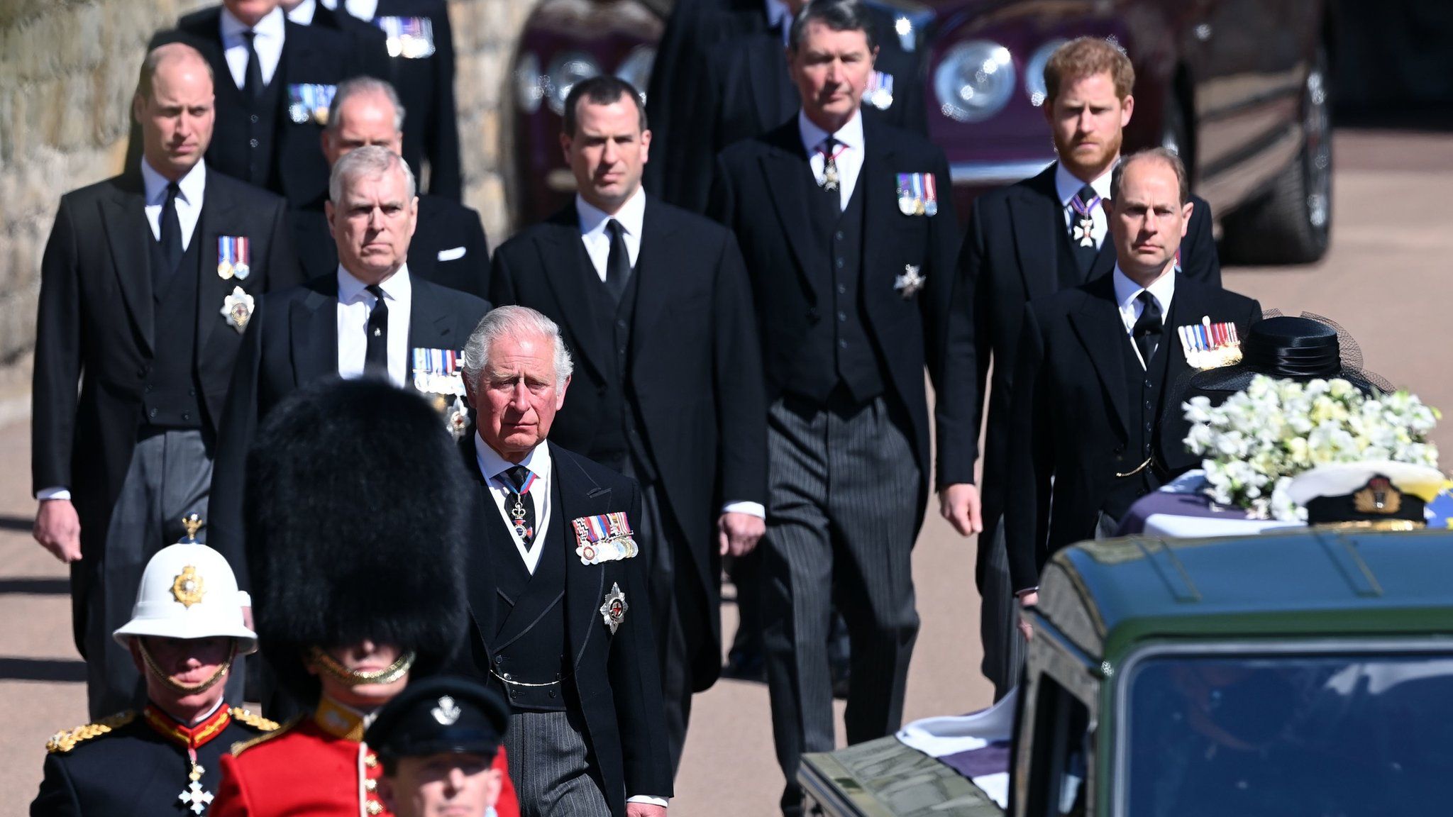 Royal family members at the funeral