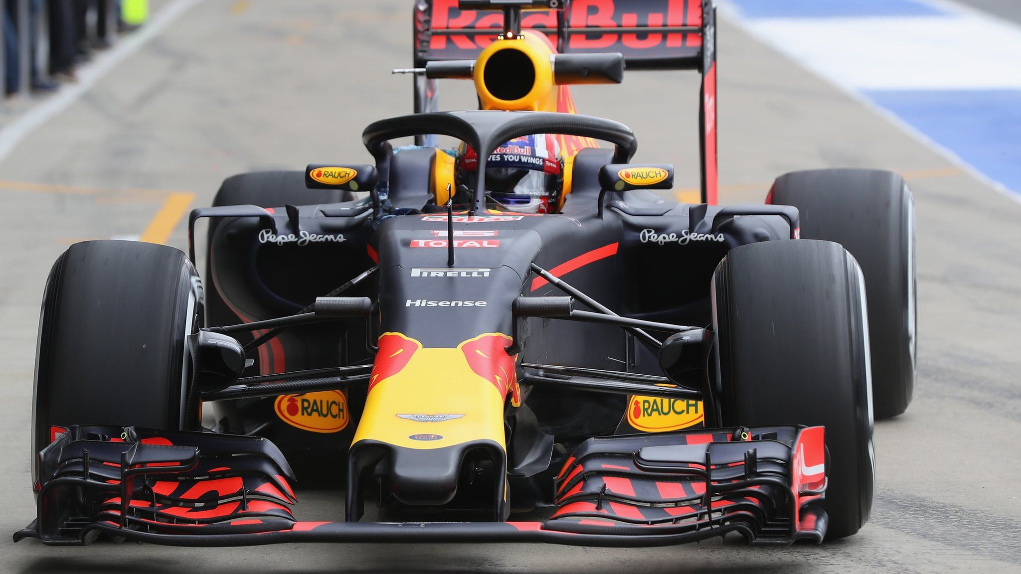 Red Bull driven by Pierre Gasly fitted with the halo device