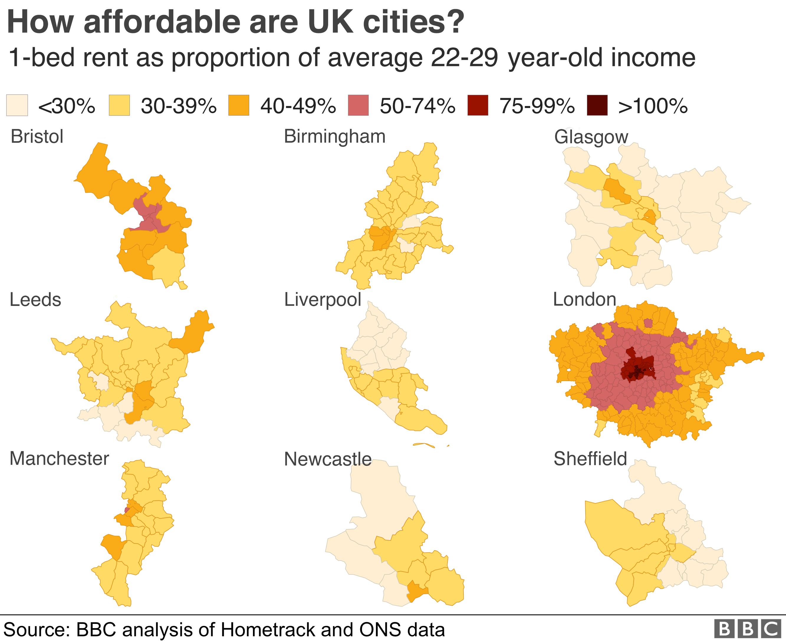 Map: How affordable is rent in UK cities?