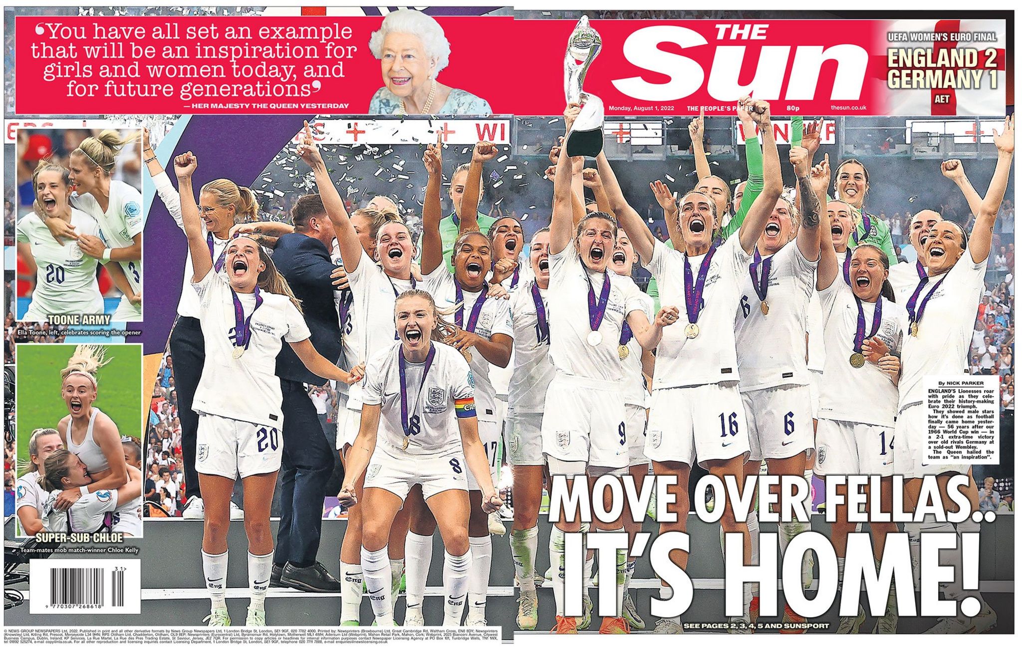The Sun front page 1 August 2022