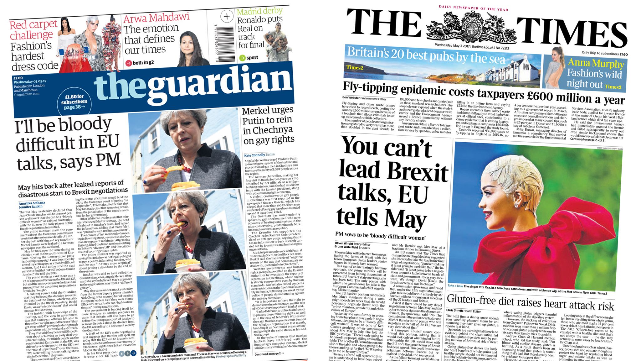 Guardian/Times front pages