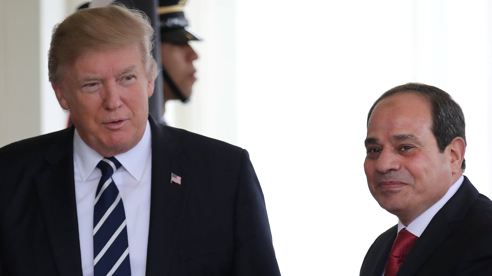 US President Donald Trump welcomes Egypt's President Abdul Fattah al-Sisi at the White House (3 April 2017)