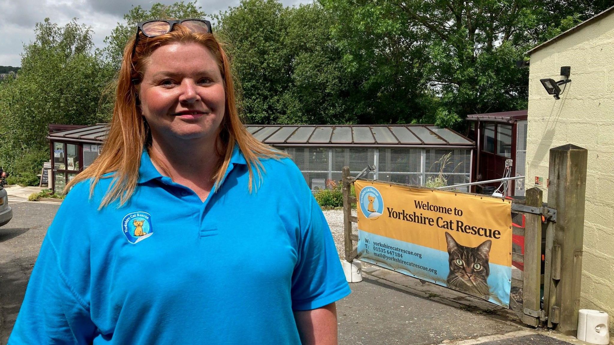 CEO Lynn Nicolls outside the Yorkshire Cat Rescue centre