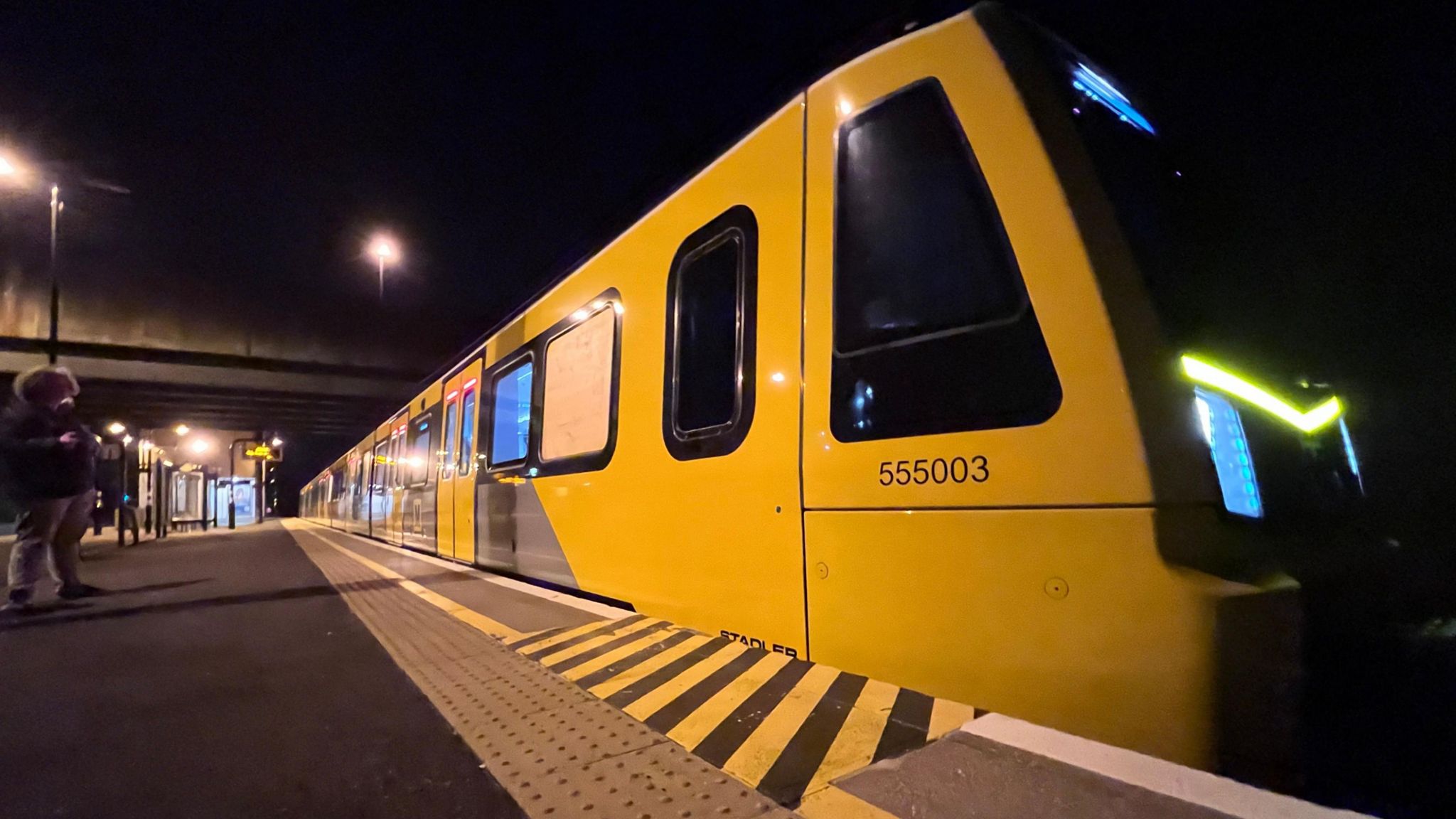 A new Tyne and Wear Metro train on its first test run in the North East, between South Gosforth and Monkseaton