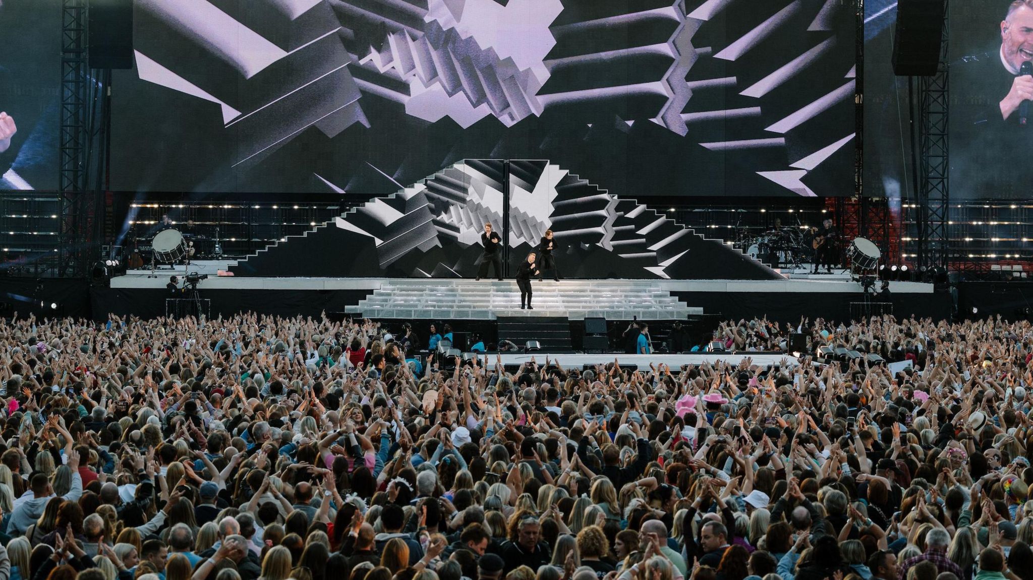 Take That on Stage at Ashton Gate in front of thousands of fans at Ashton Gate Stadium in Bristol