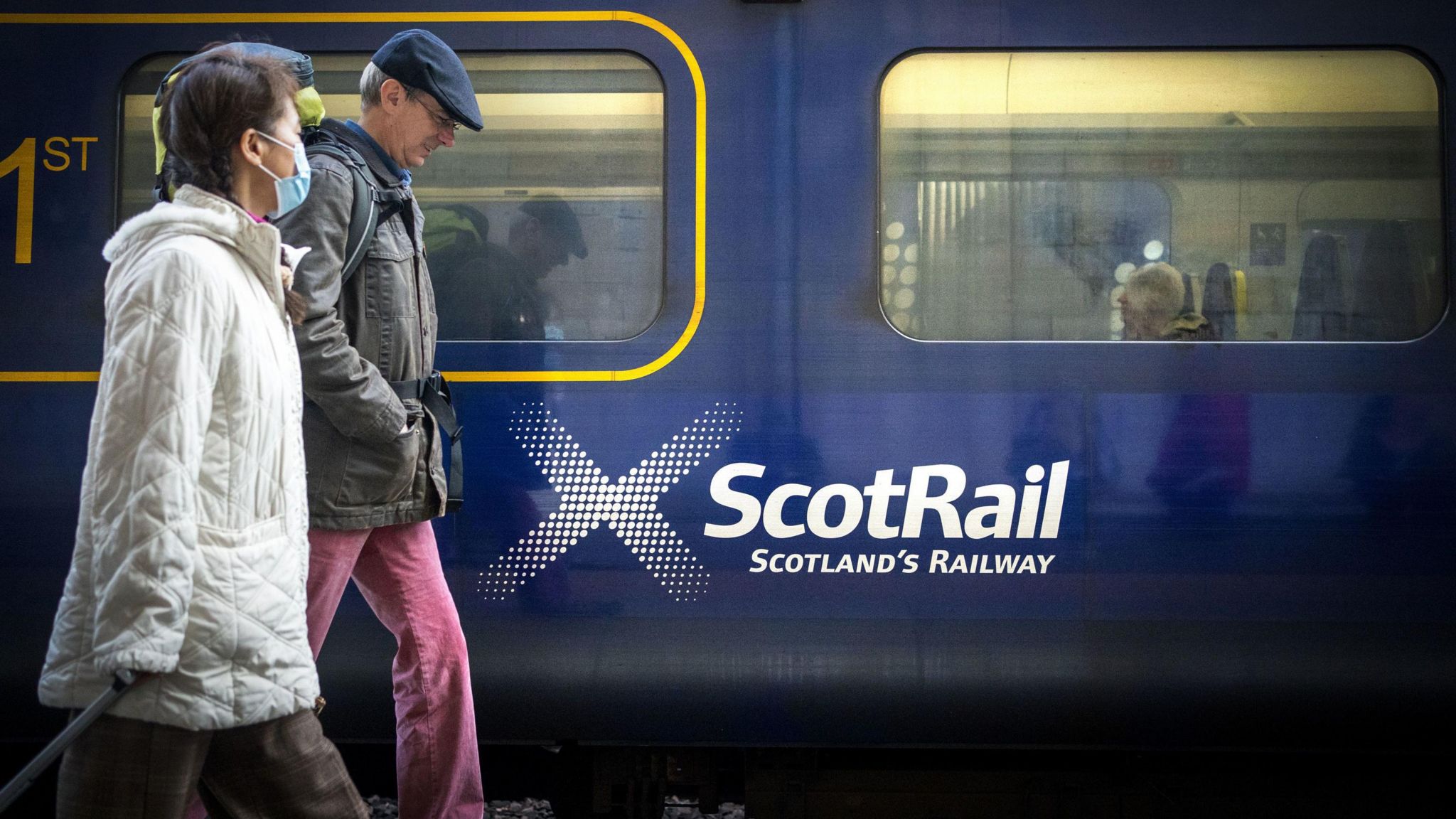 A ScotRail train at its station