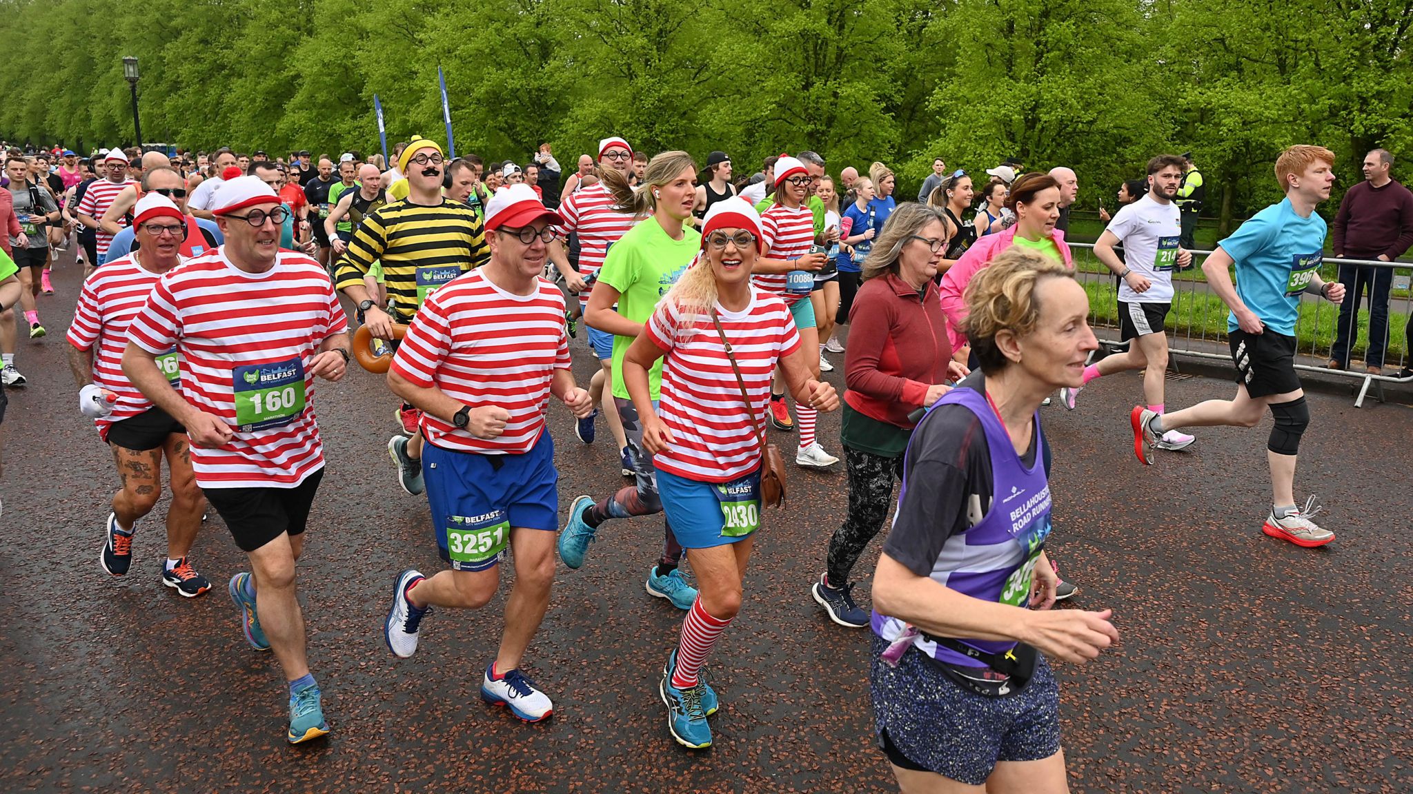 People dressed as Where's Wally run