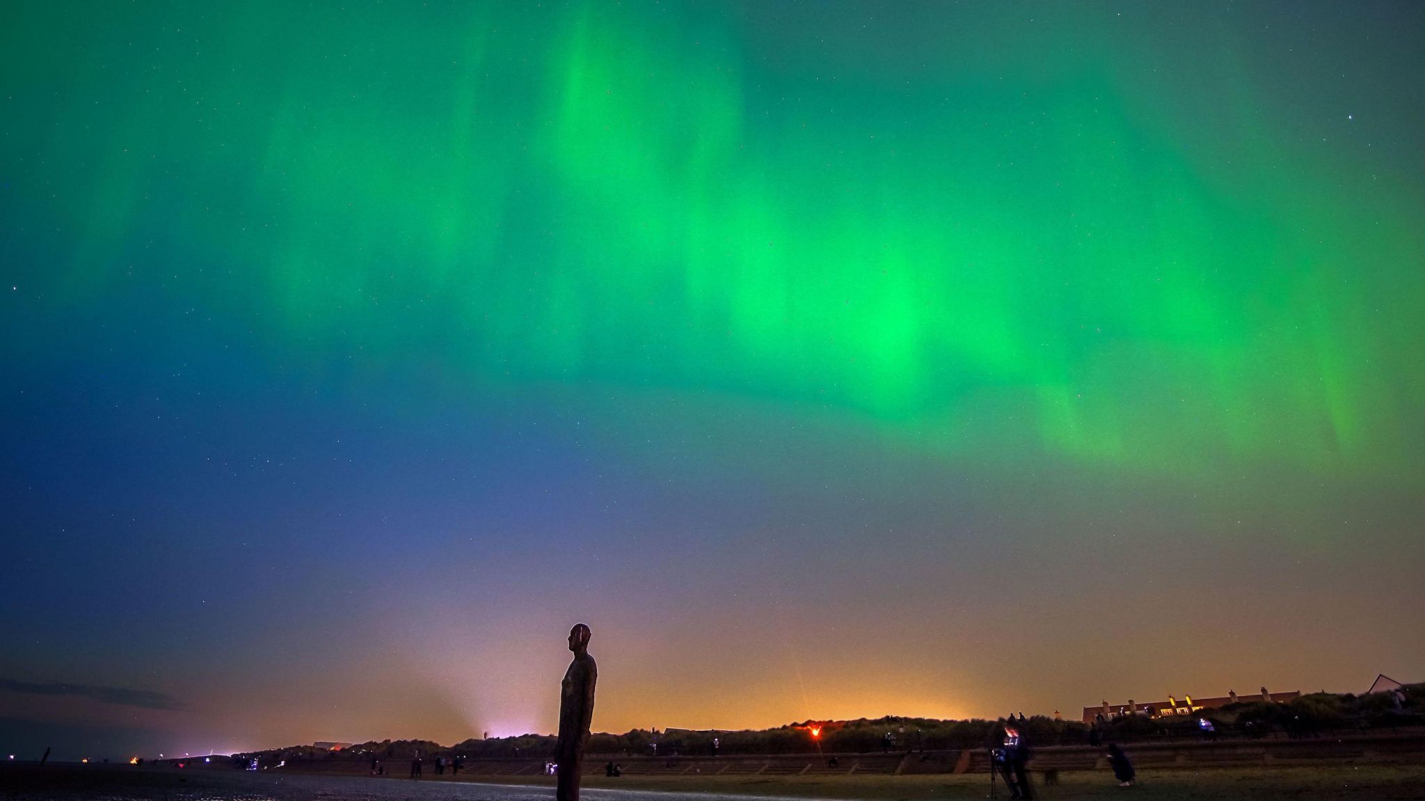 Northern Lights above Crosby Beach, Liverpool