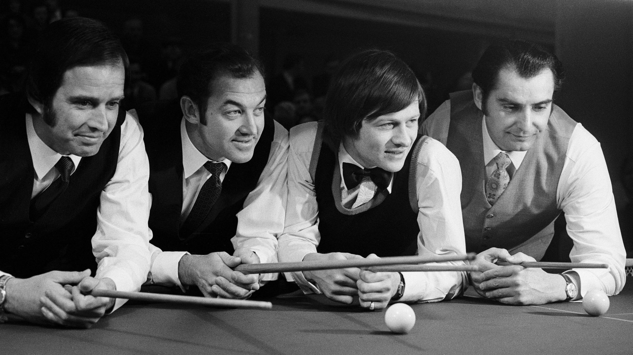 John Spencer, Eddie Charlton, Alex Higgins and Ray Reardon in 1973