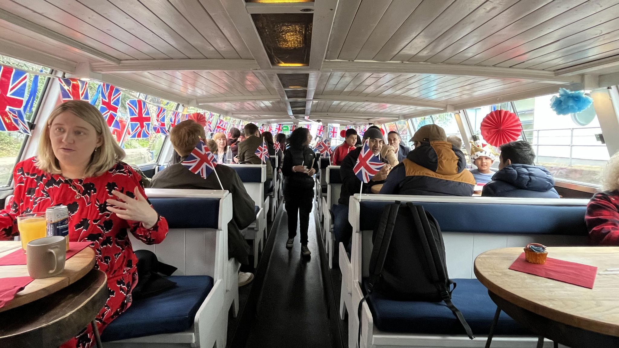 Inside the barge as it set off