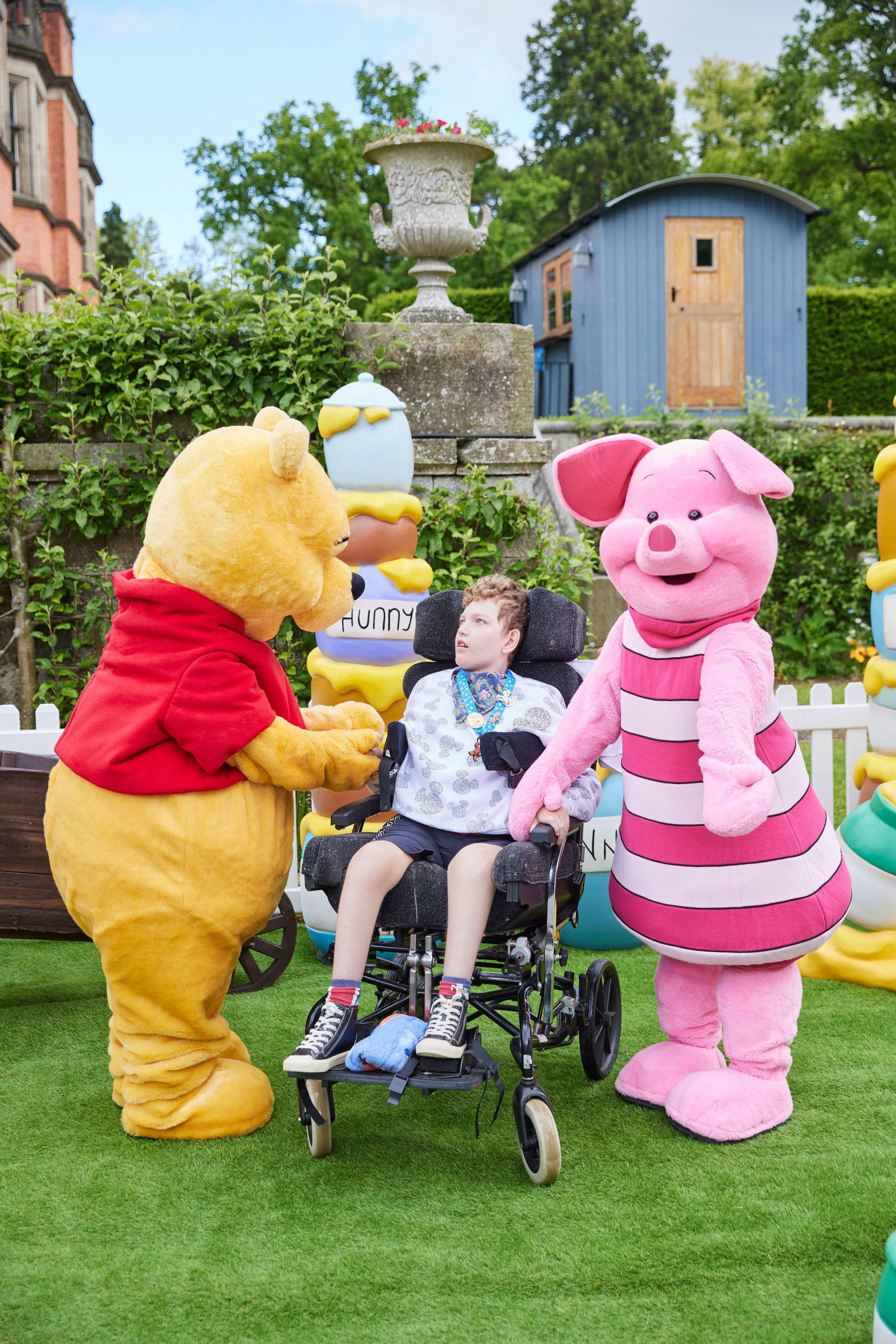 Barney with Winnie the Pooh and Piglet