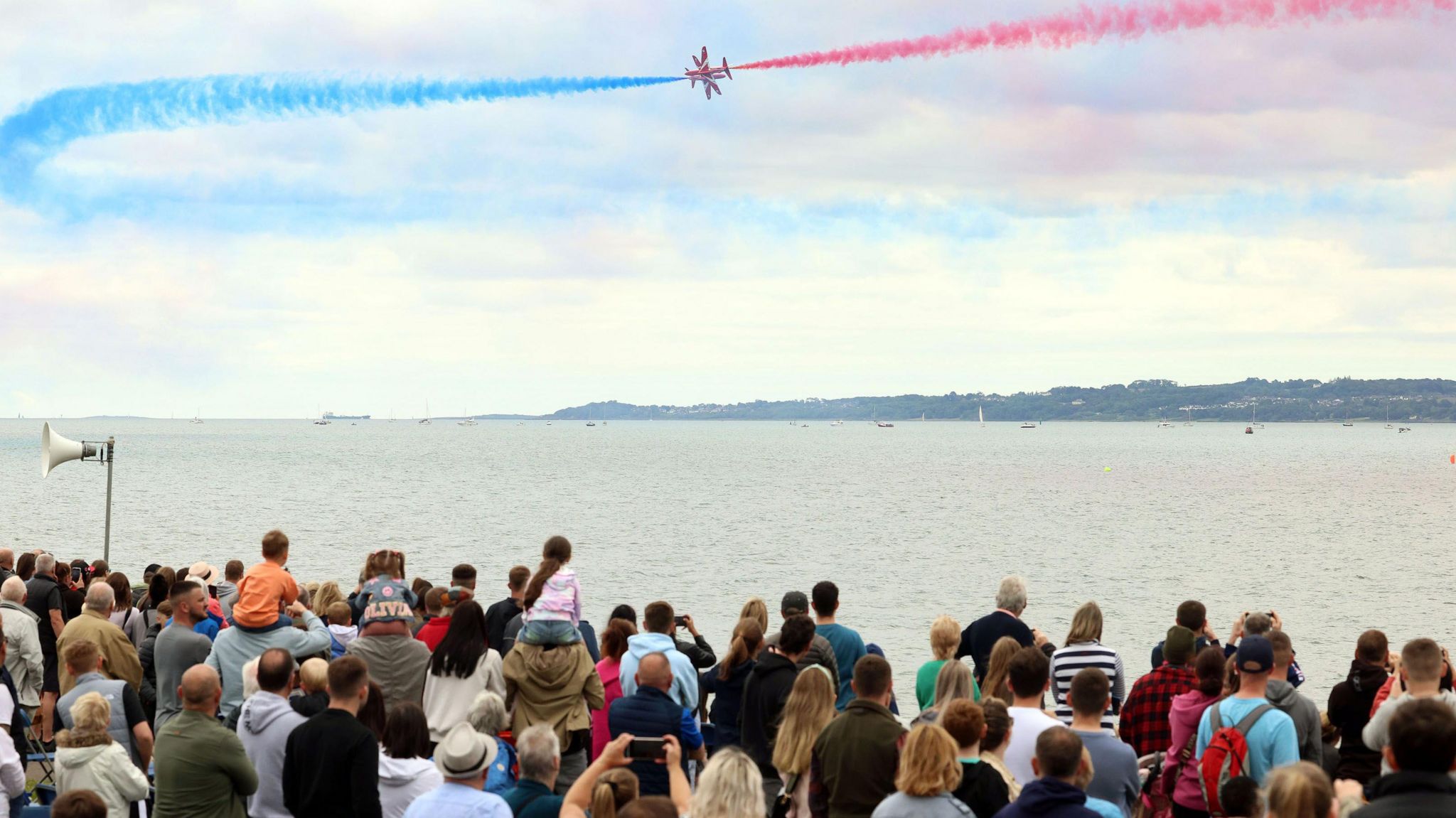 The Red Arrows fly over Belfast Lough