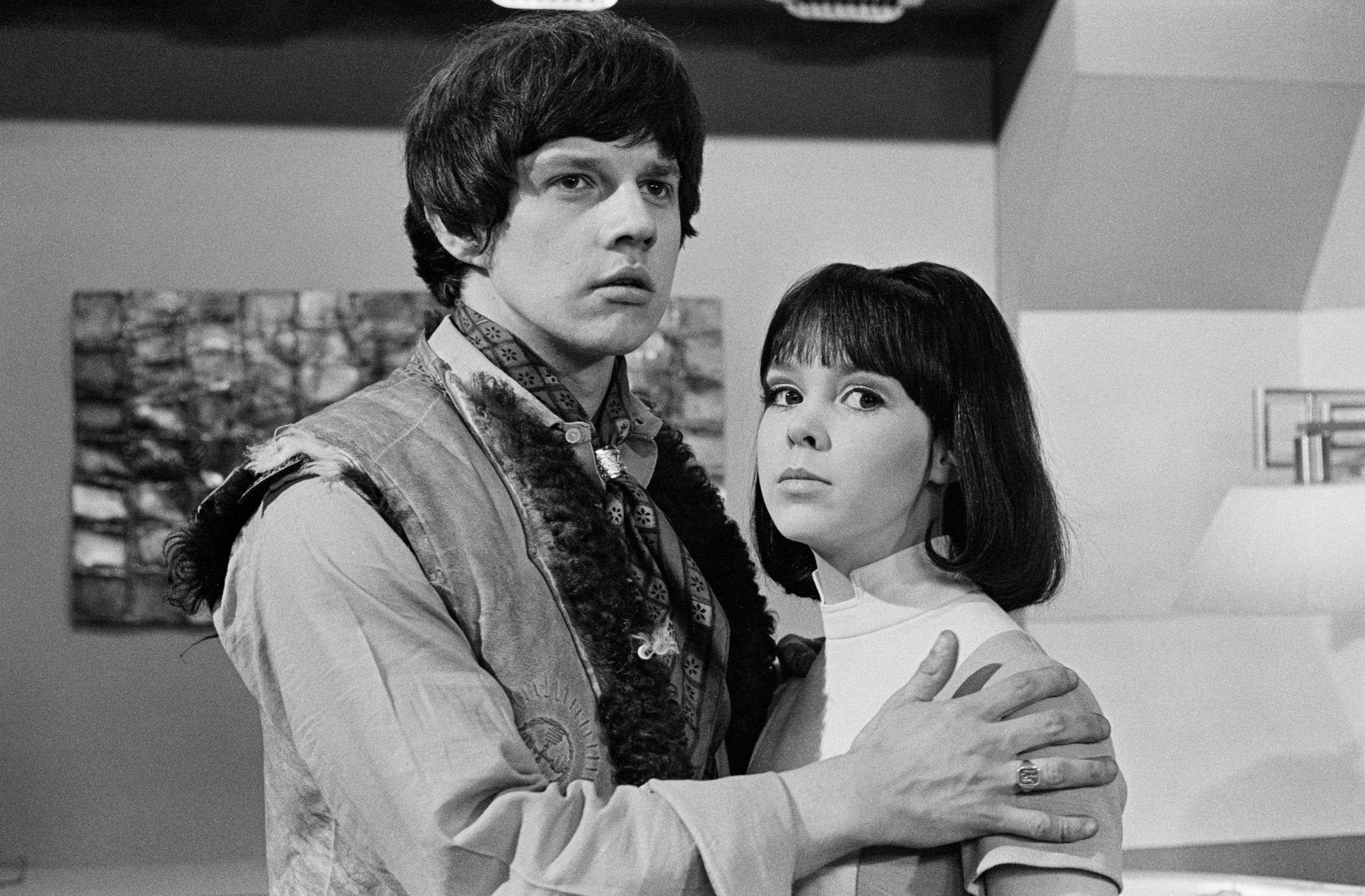 Frazer Hines (Jamie) and Wendy Padbury (Zoe) the companion with a computer mind in The Wheel in Space (1968)