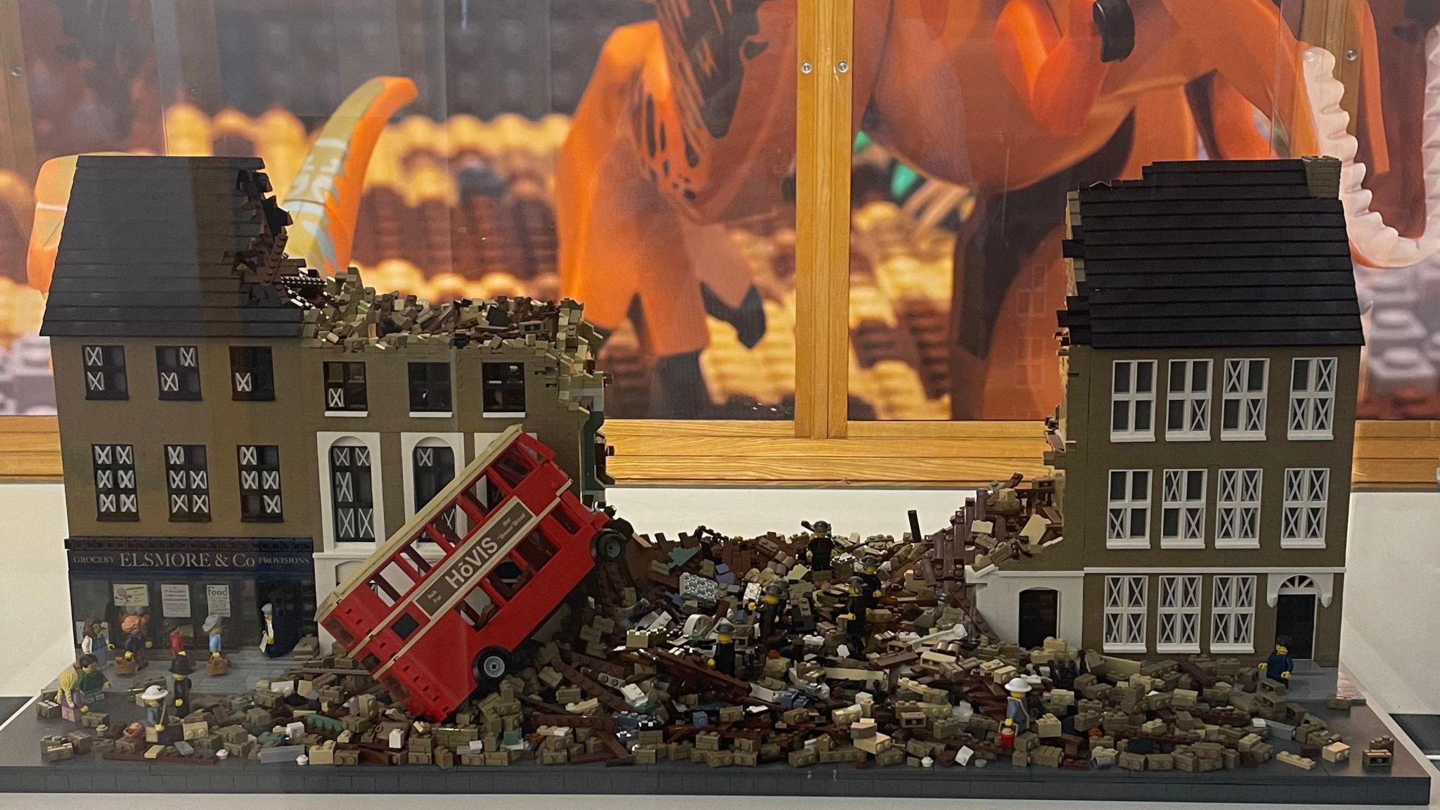 The London Blitz depicted out of lego bricks