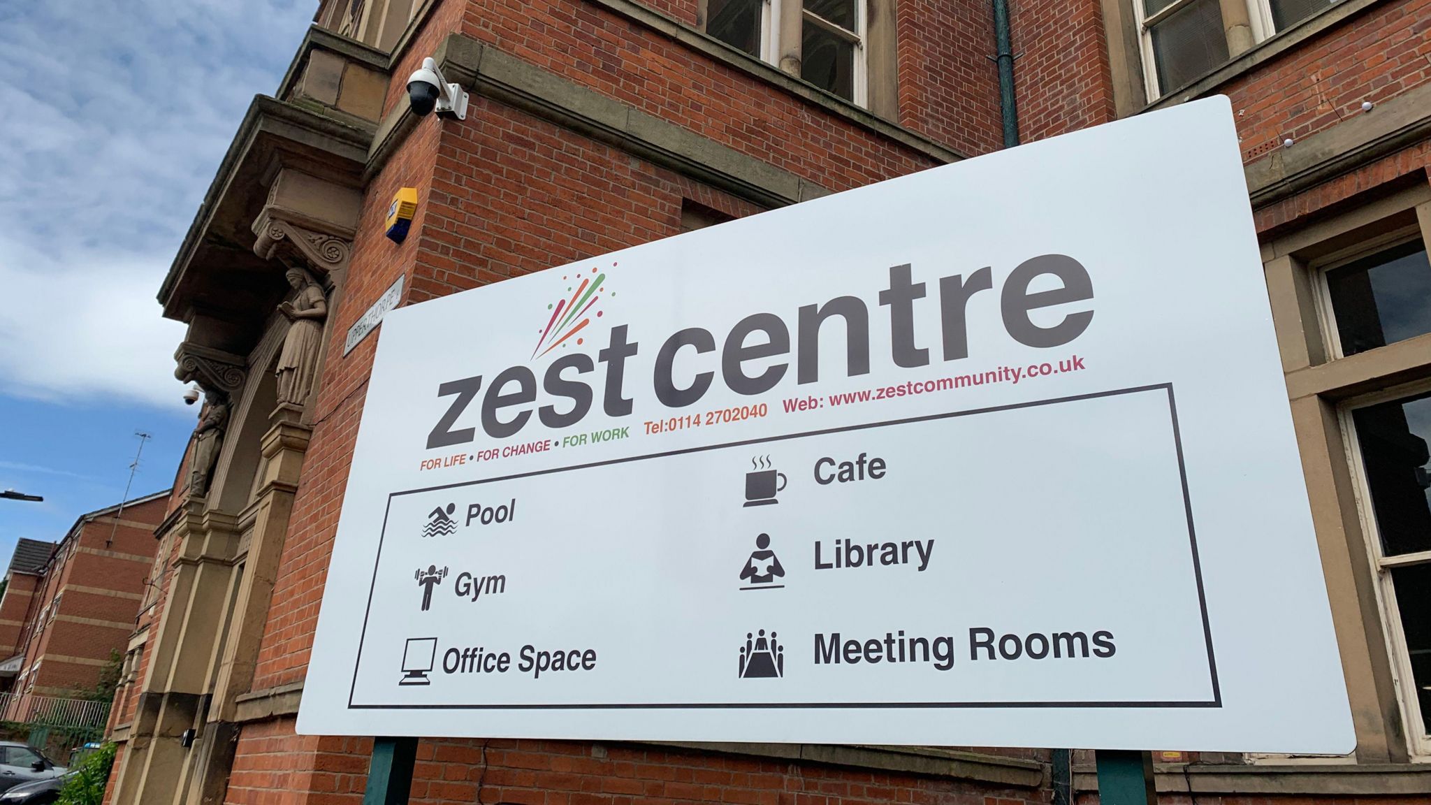 Sign outside the Zest Centre