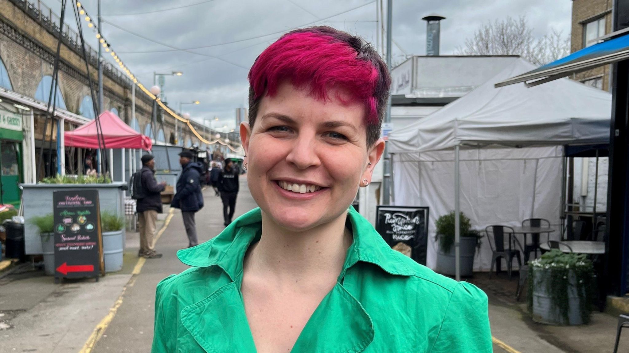 Photo of Green Party's Zoë Garbett at Shepherd's Bush market