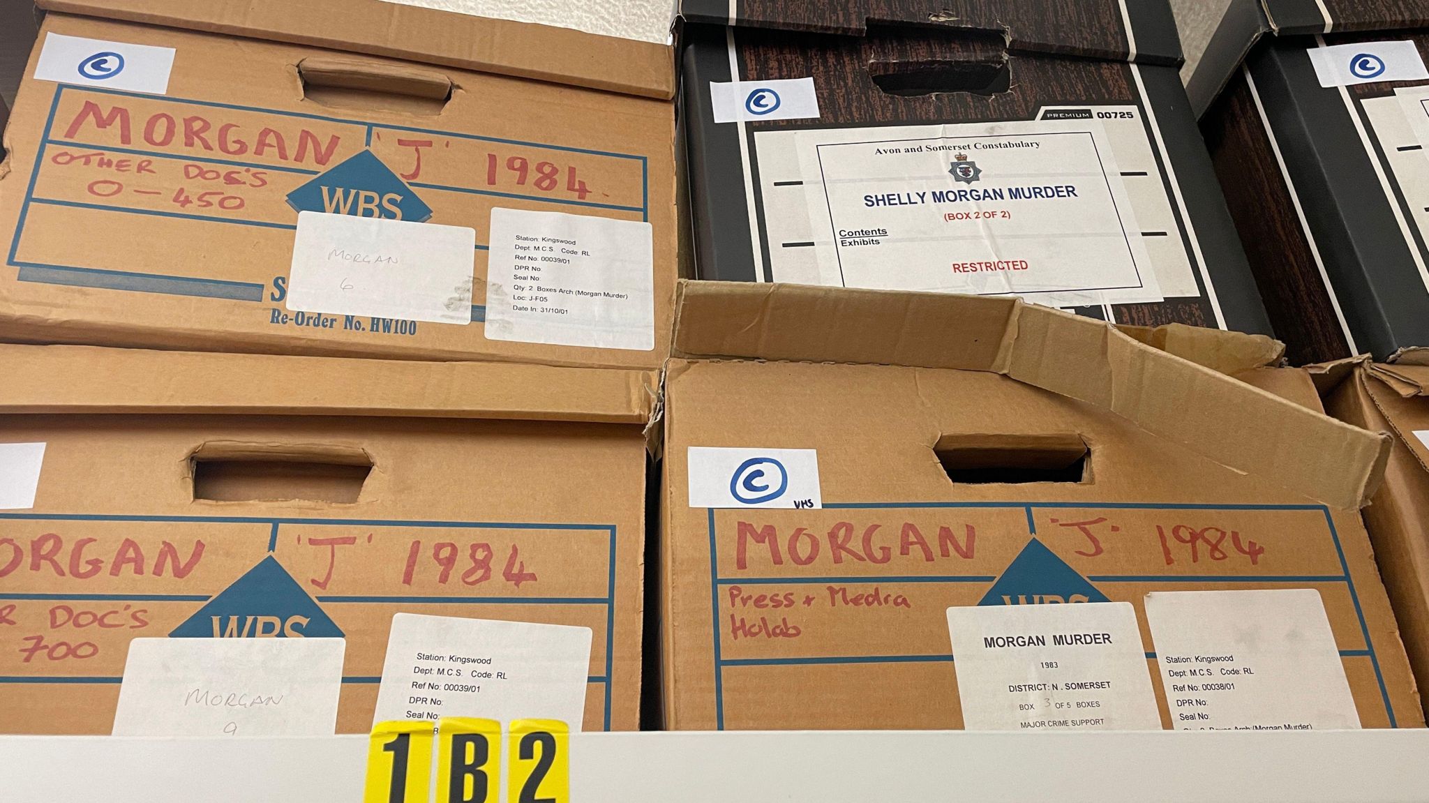 Boxes containing information related to the Shelly Morgan case