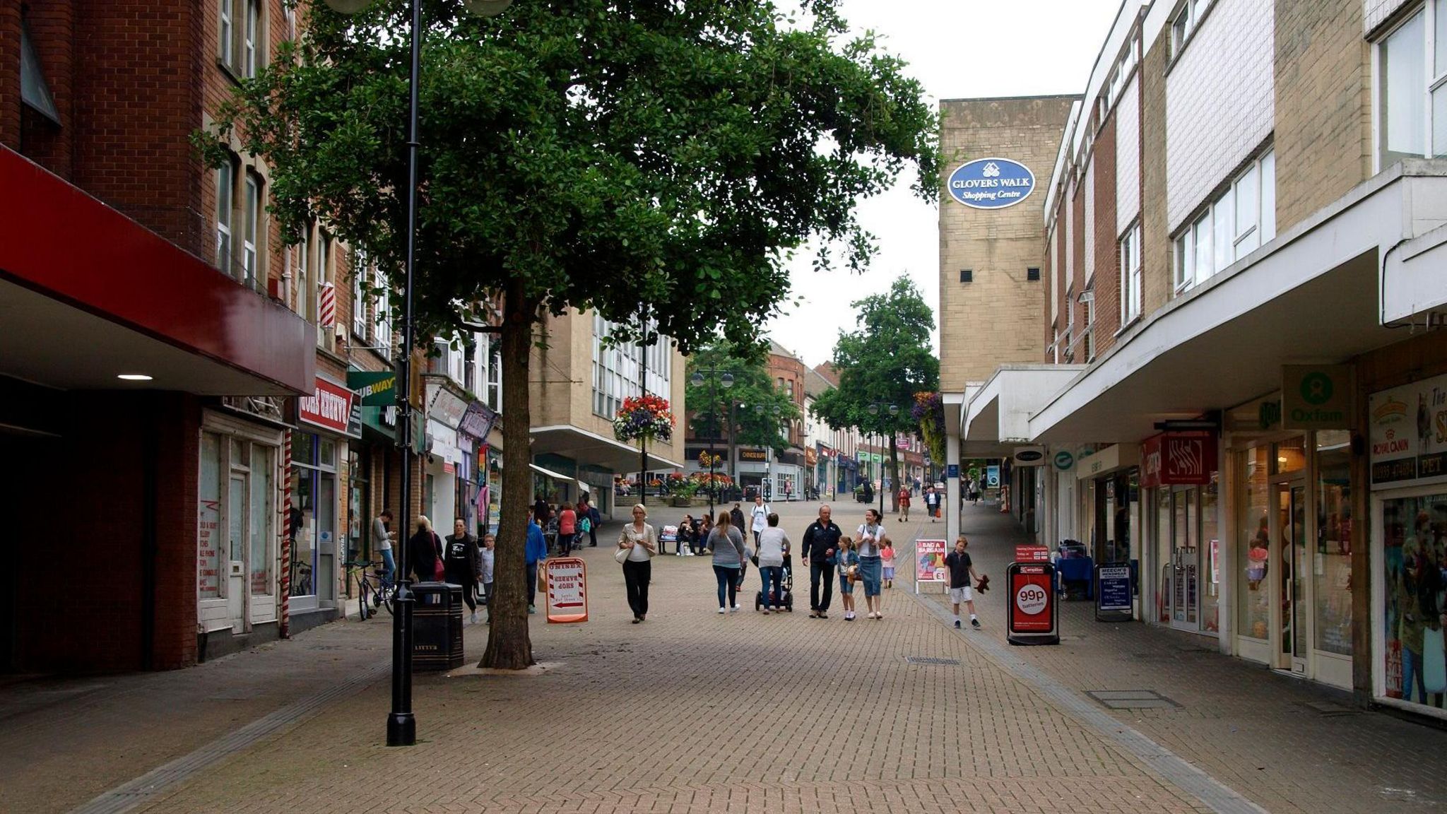 People walking down a high street in Yeovil town centre