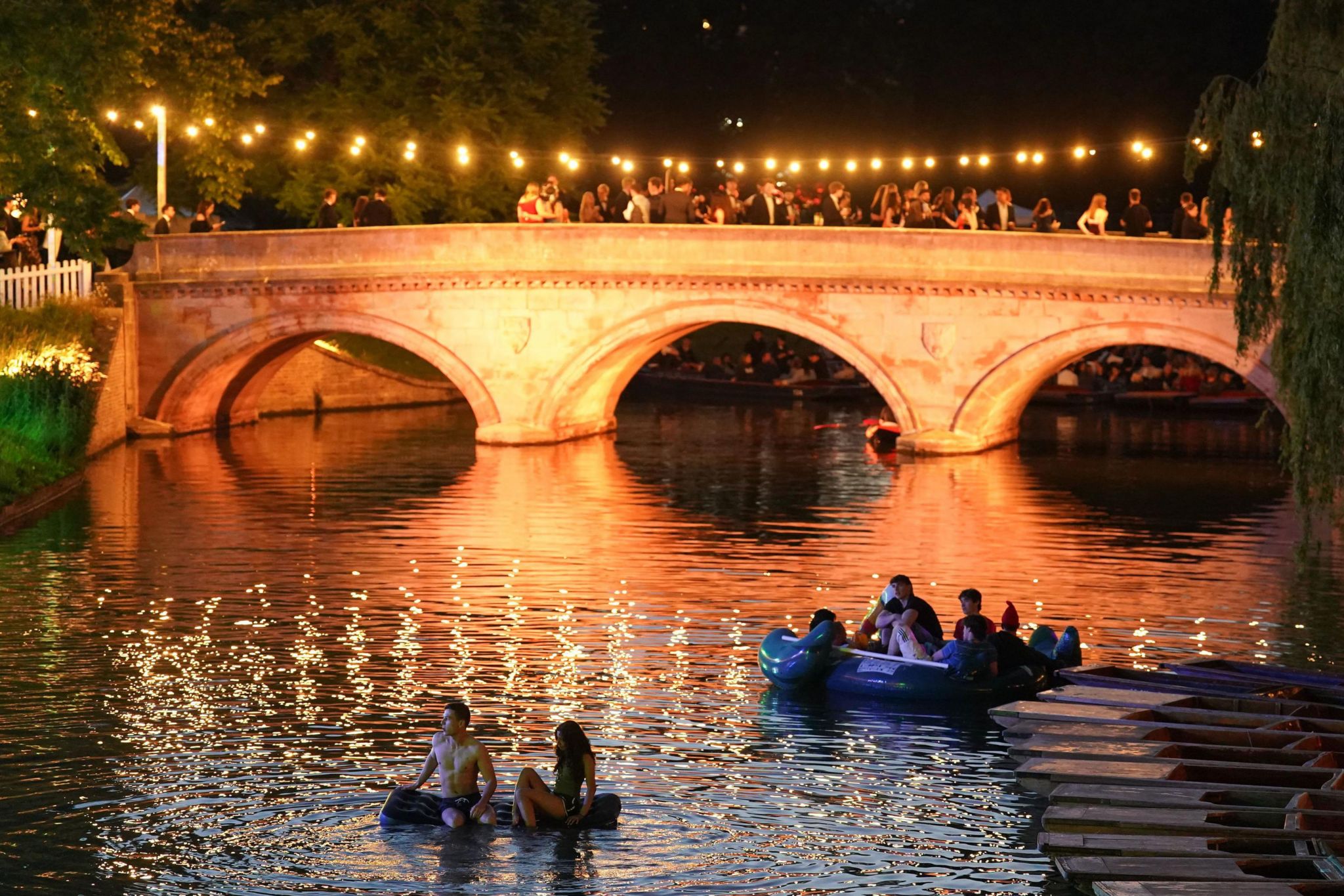 People take to the water to watch a firework display over the River Cam