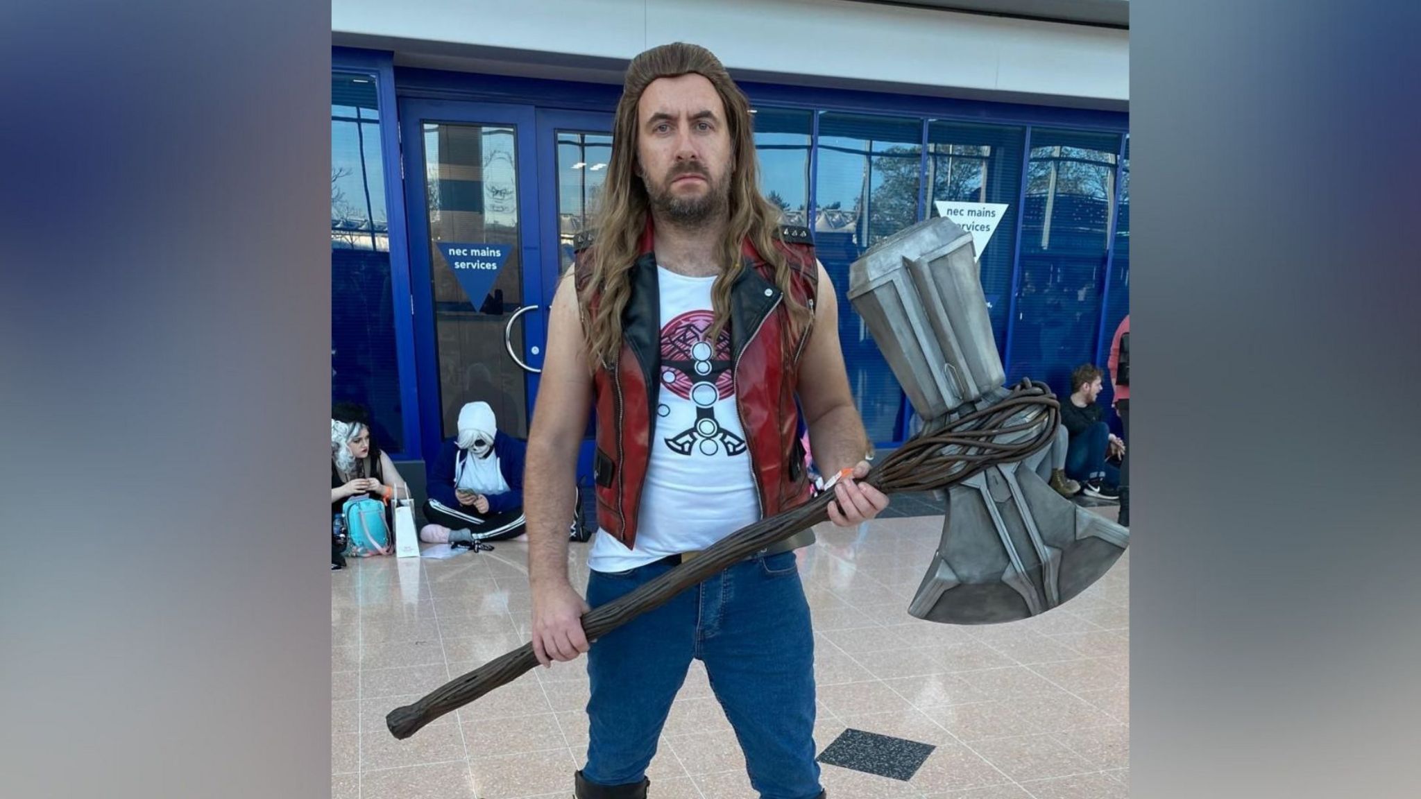Rev Simpson dressed as Thor 
