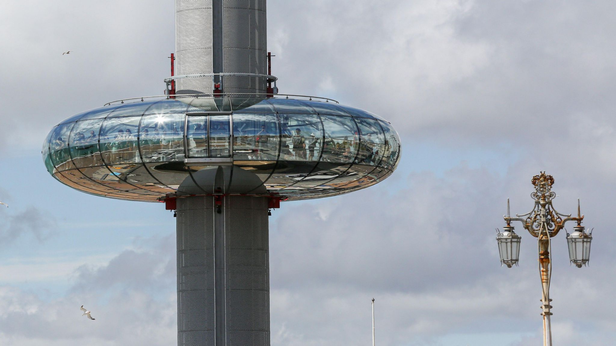 View of The British Airways i360 observation tower on the Brighton seafront