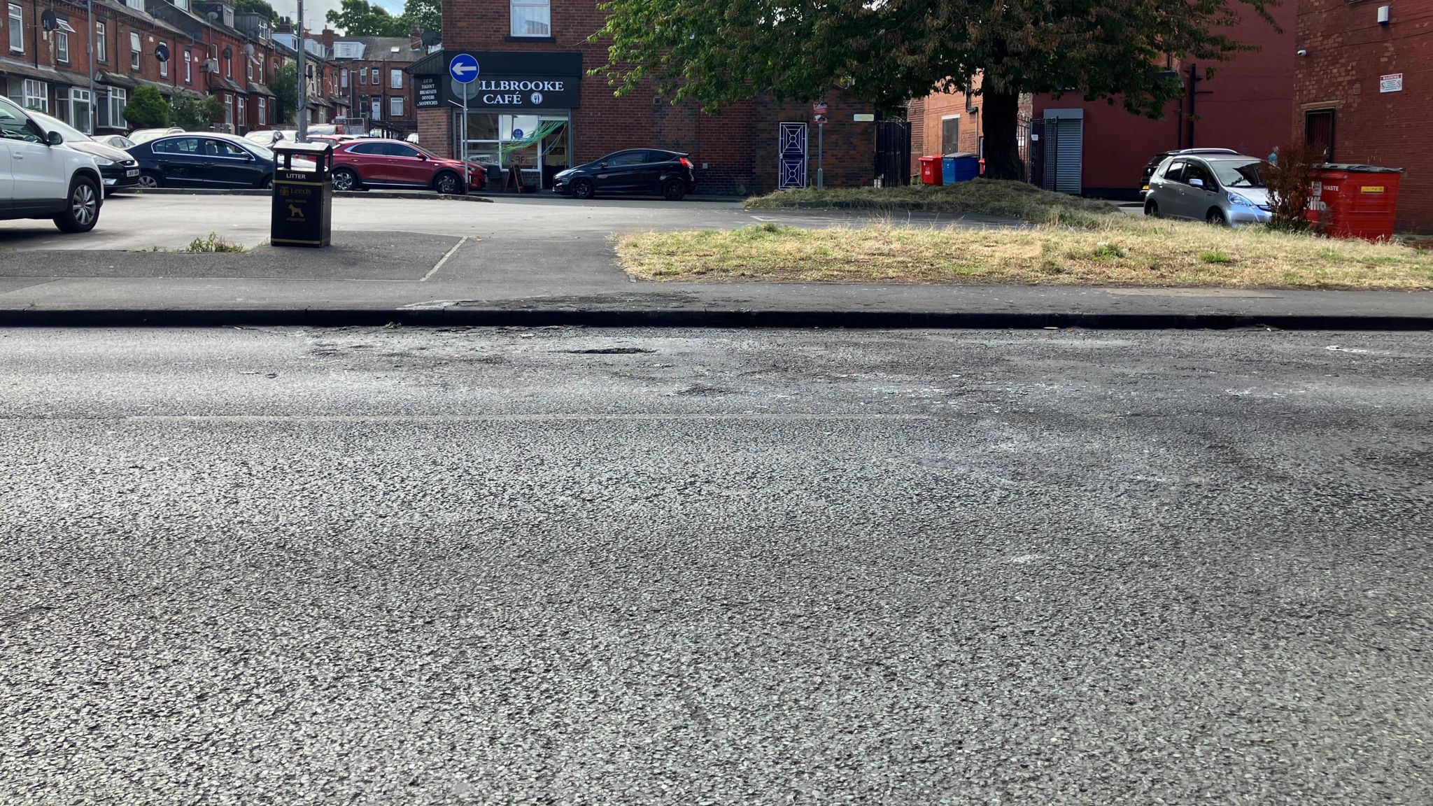 A view of the street where a bus was set alight