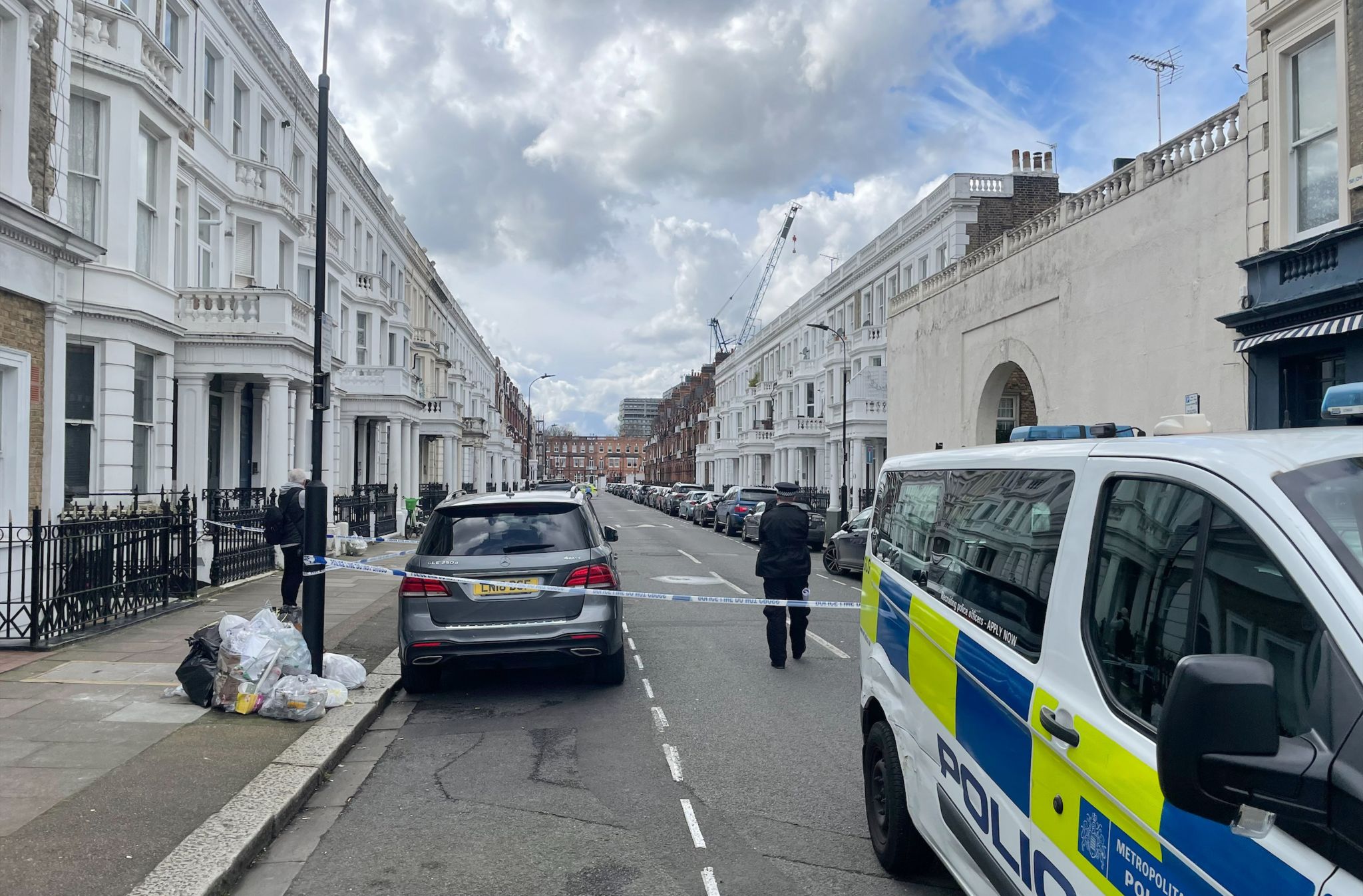 A crime scene is in place in Comeragh Road, West Kensington
