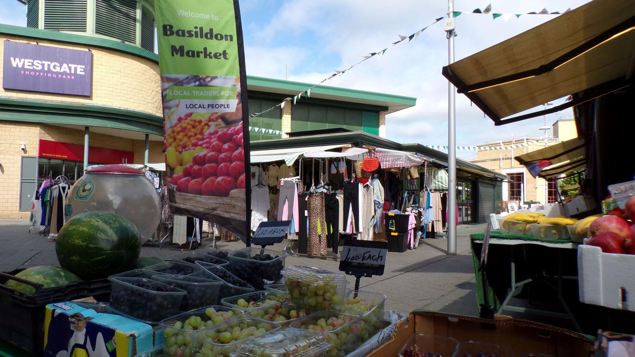 A view of stalls at Basildon Market